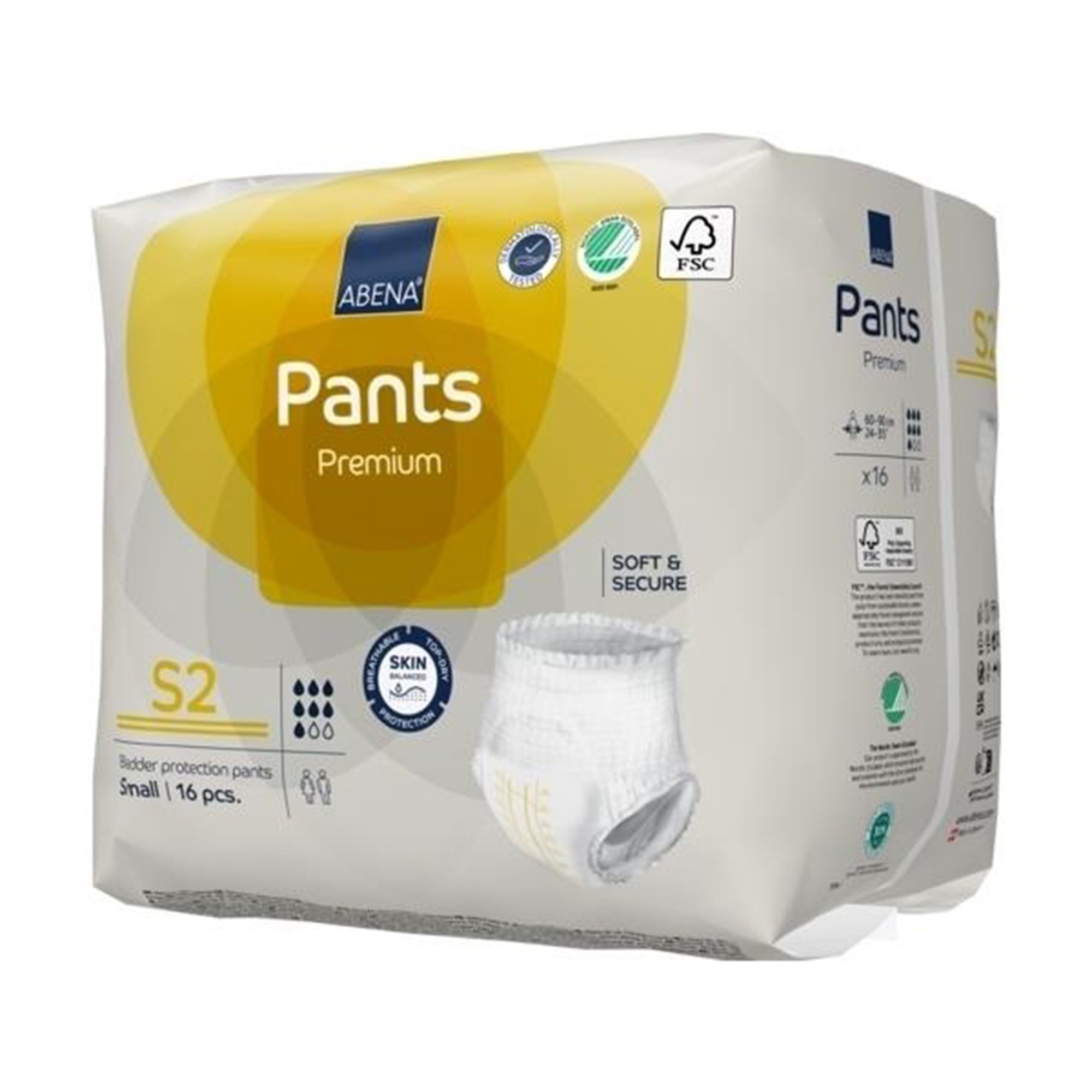 Abena North America 1000021319 - Abena® Premium Pants S2 Incontinence Brief, Small - 16/Pack, 96/Case