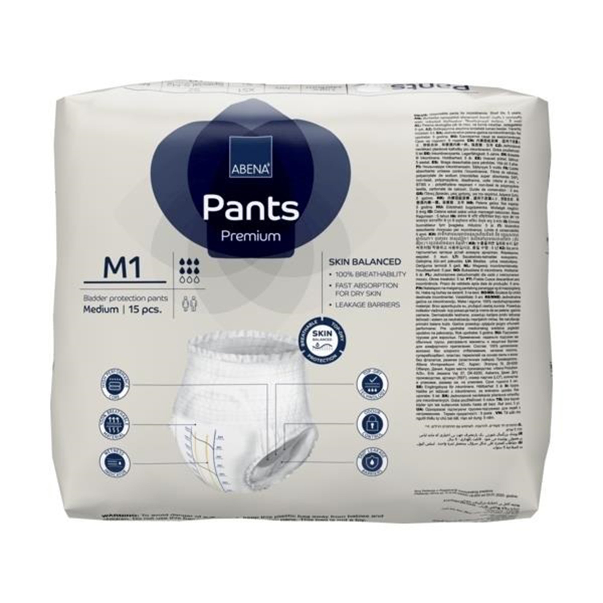 Abena North America 1000021322 - Abena® Premium Pants M1 Incontinence Brief, Medium - 15/Pack, 90/Case
