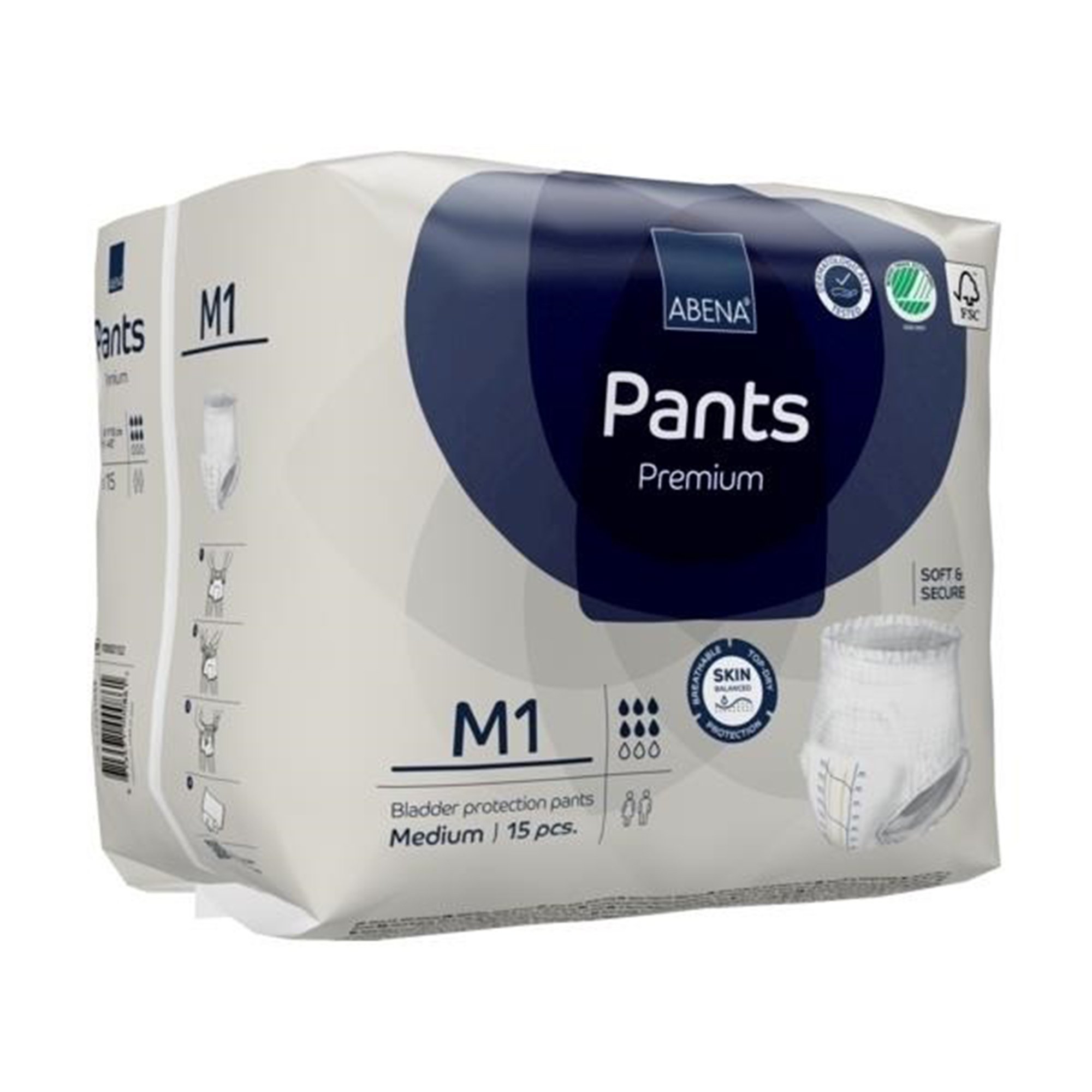 Abena North America 1000021322 - Abena® Premium Pants M1 Incontinence Brief, Medium - 15/Pack, 90/Case