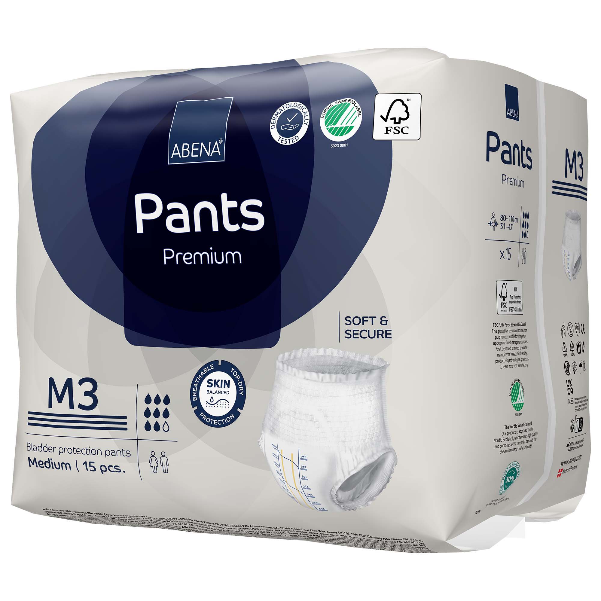 Abena North America 1000021324 - Abena® Premium Pants M3 Incontinence Brief, Medium - 15/Pack, 90/Case