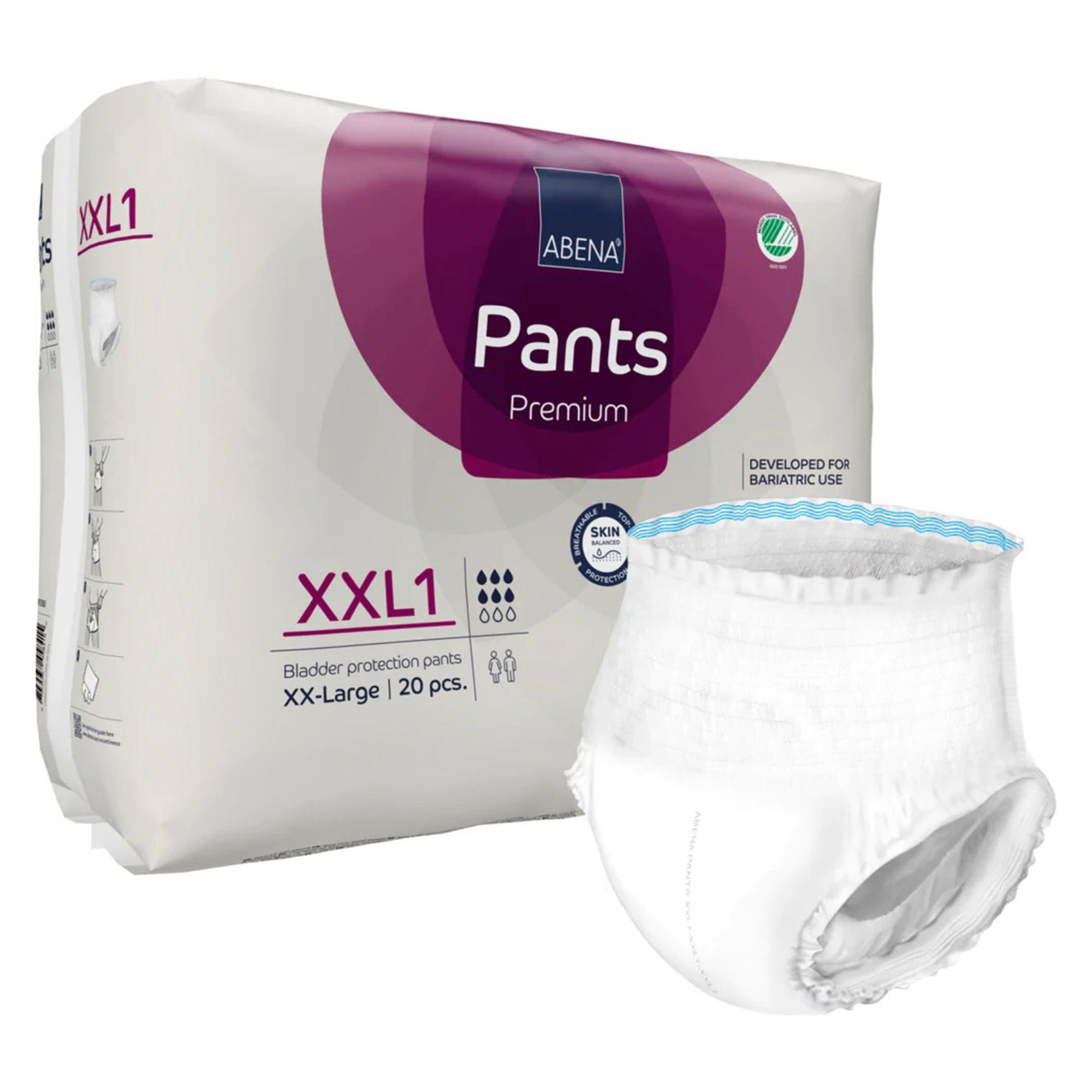 Abena North America - 1999905360 Absorbent Underwear Abena® Premium Pants XXL1 Pull On with Tear Away Seams Adult 2X-Large Unisex Disposable Heavy Absorbency