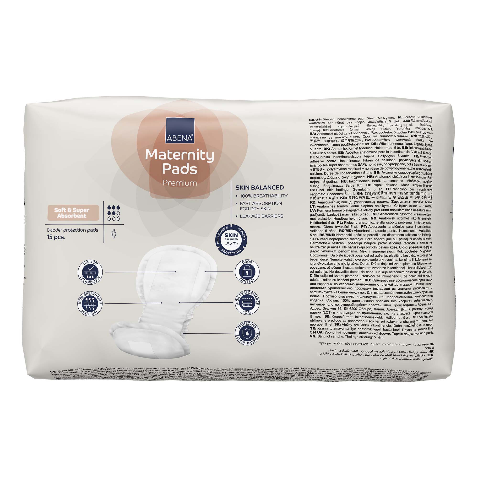 Abena North America 1000022654 - Abena® Maternity Pads Premium Soft and Super Absorbent - 30/Pack, 270/Case
