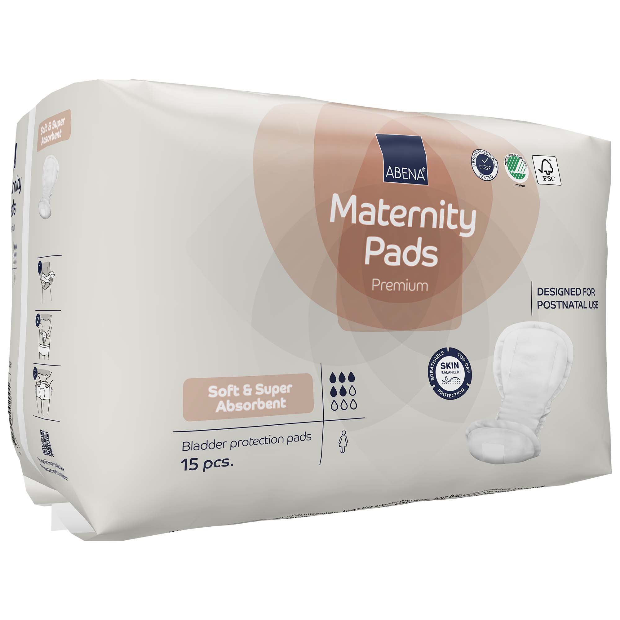 Abena North America 1000022654 - Abena® Maternity Pads Premium Soft and Super Absorbent - 30/Pack, 270/Case