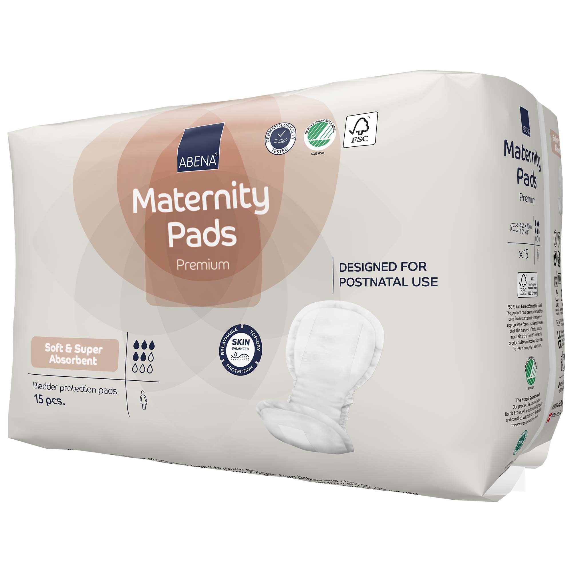 Abena North America 1000022654 - Abena® Maternity Pads Premium Soft and Super Absorbent - 30/Pack, 270/Case
