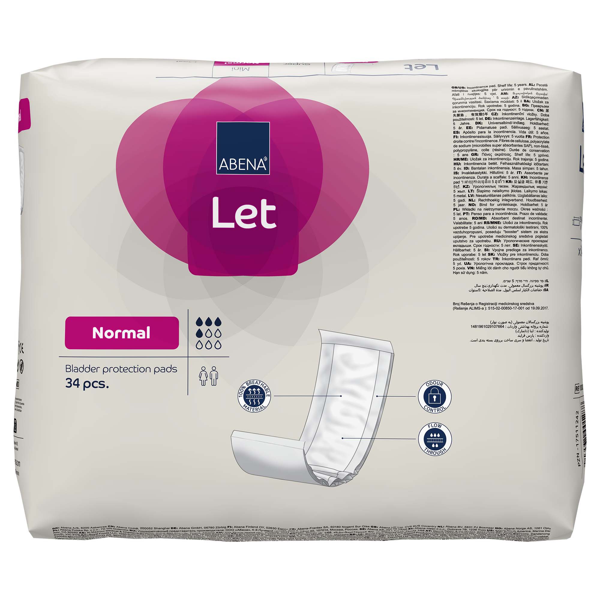 Abena North America 1000021343 - Abena® Let Normal Incontinence Liner - 34/Pack, 306/Case
