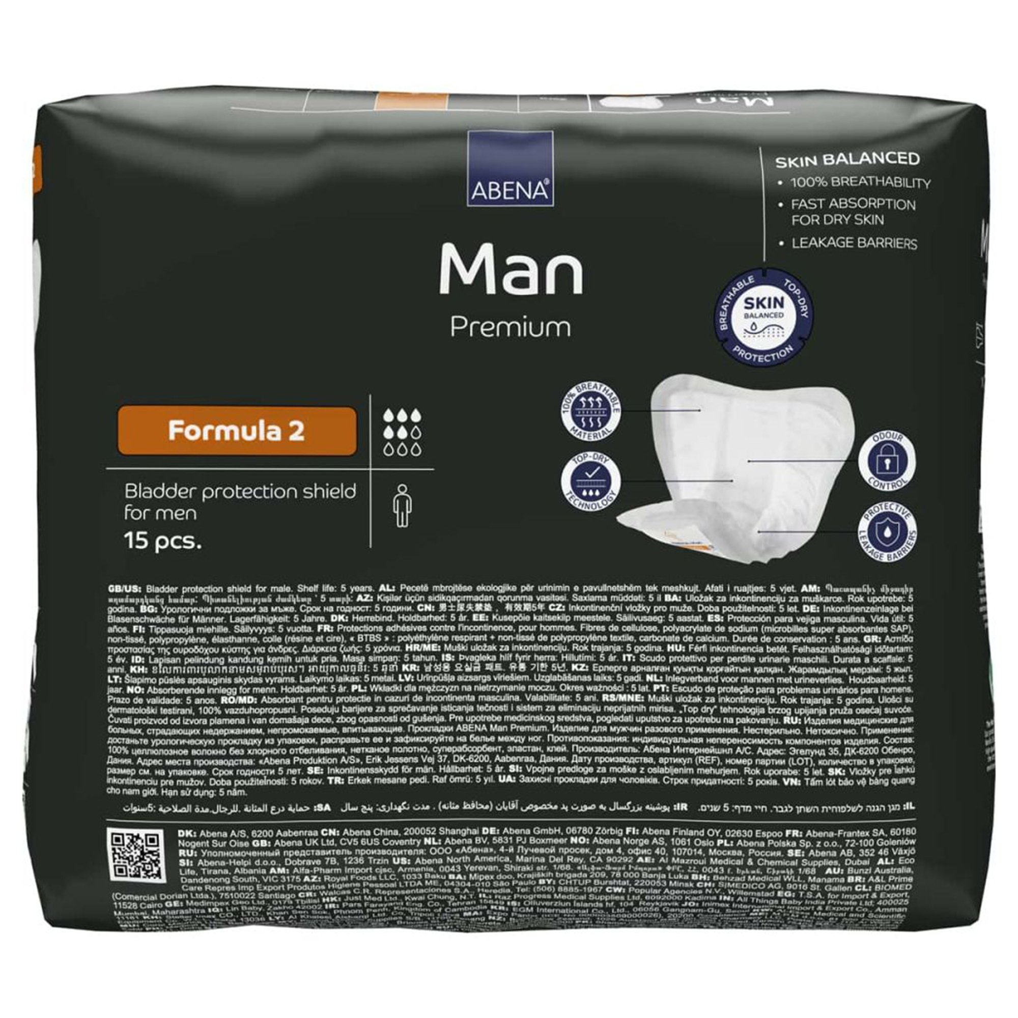 Abena North America 1000021336 - Abena® Man Premium Bladder Protection Shield, Formula 2 - 15/Pack, 180/Case