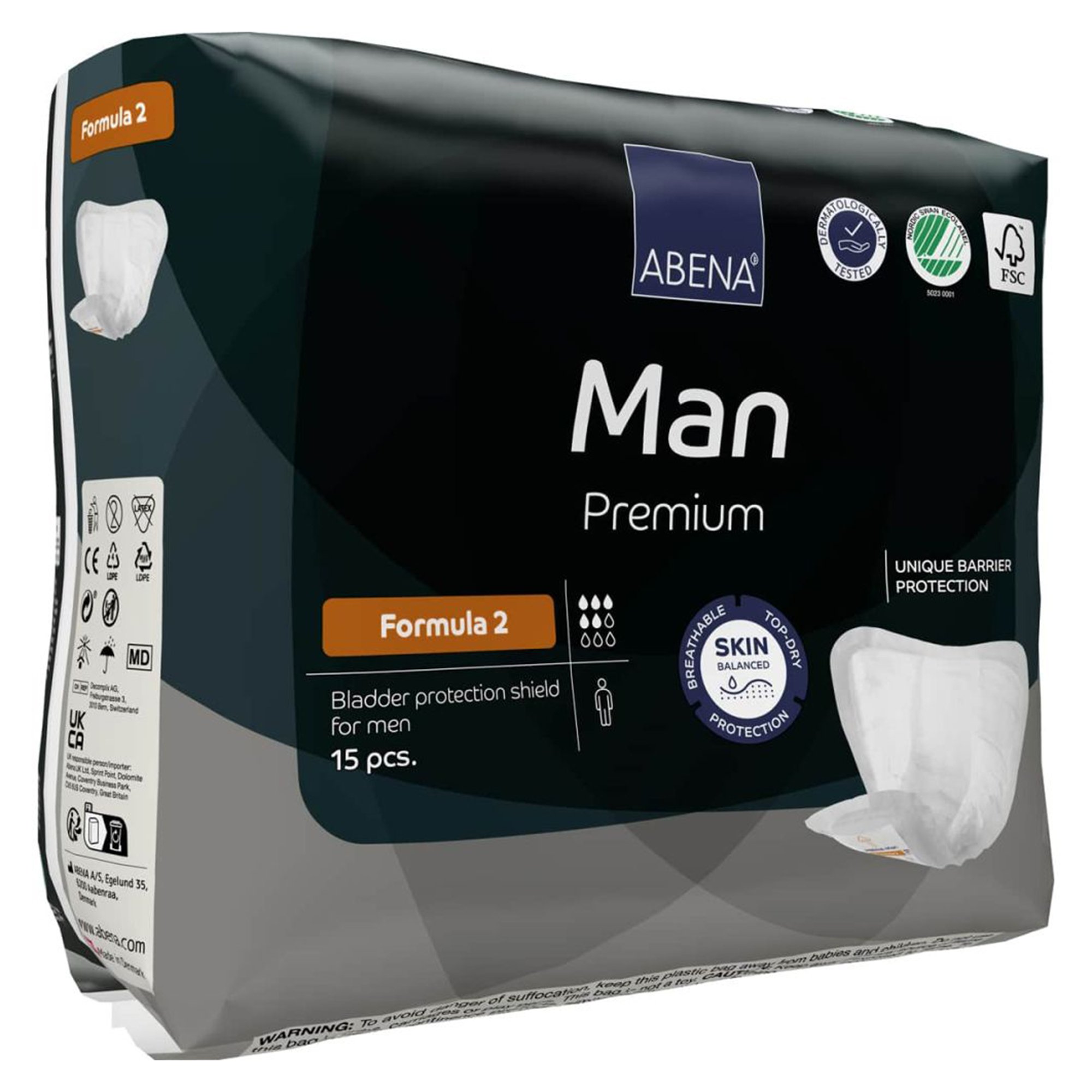 Abena North America 1000021336 - Abena® Man Premium Bladder Protection Shield, Formula 2 - 15/Pack, 180/Case