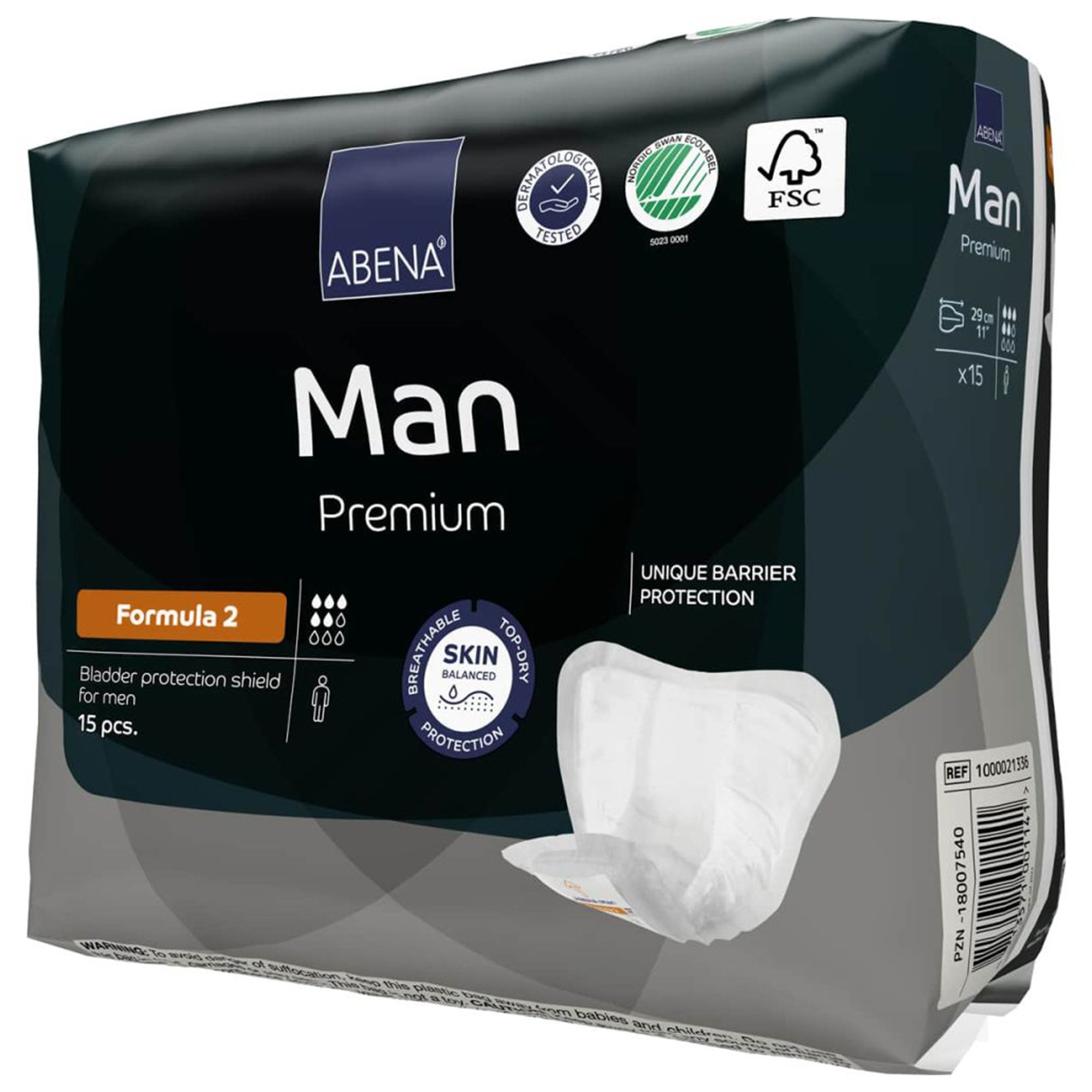 Abena North America 1000021336 - Abena® Man Premium Bladder Protection Shield, Formula 2 - 15/Pack, 180/Case