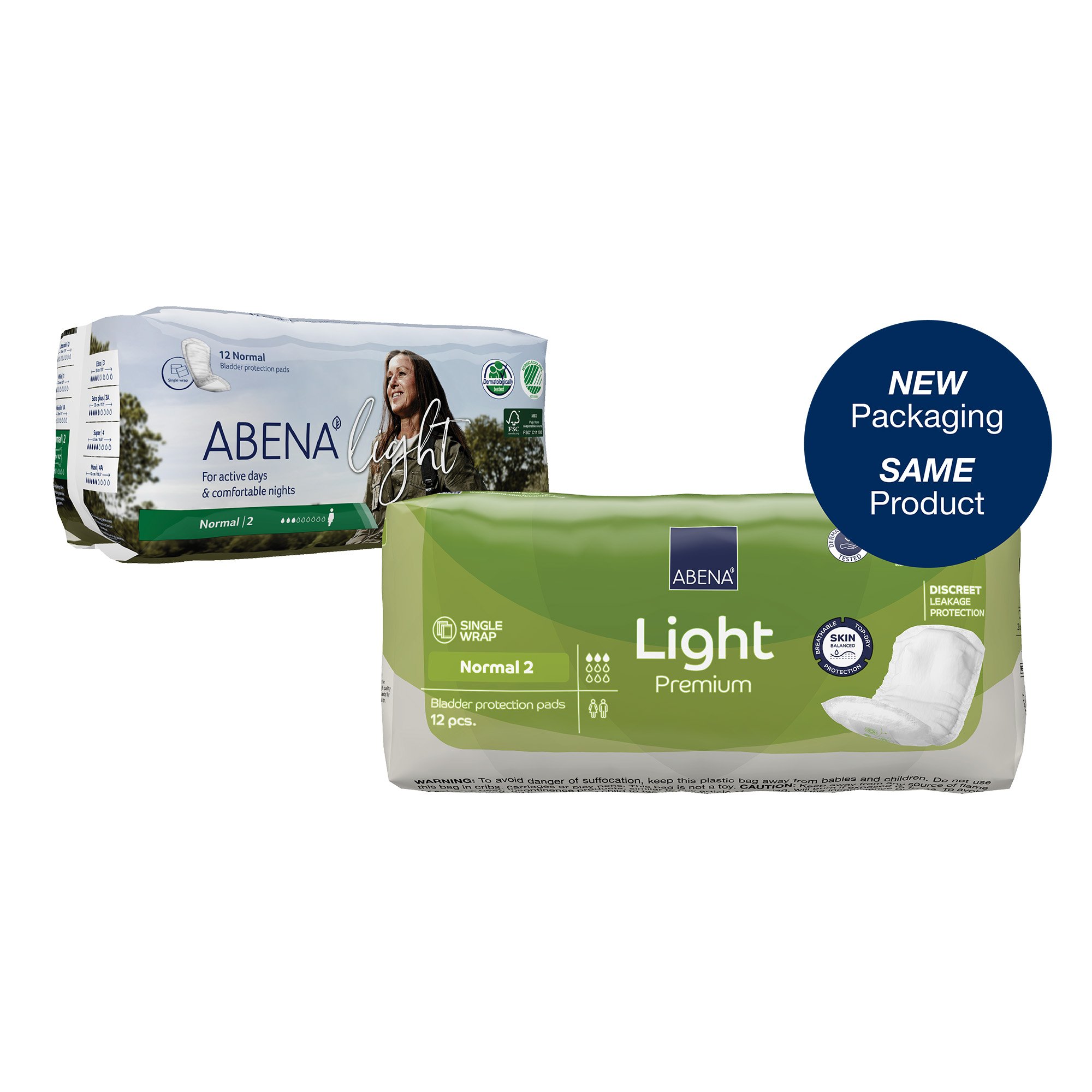Abena North America 1000021339 - Abena® Light Premium Bladder Protection Pads, Normal 2 - 12/Pack, 144/Case