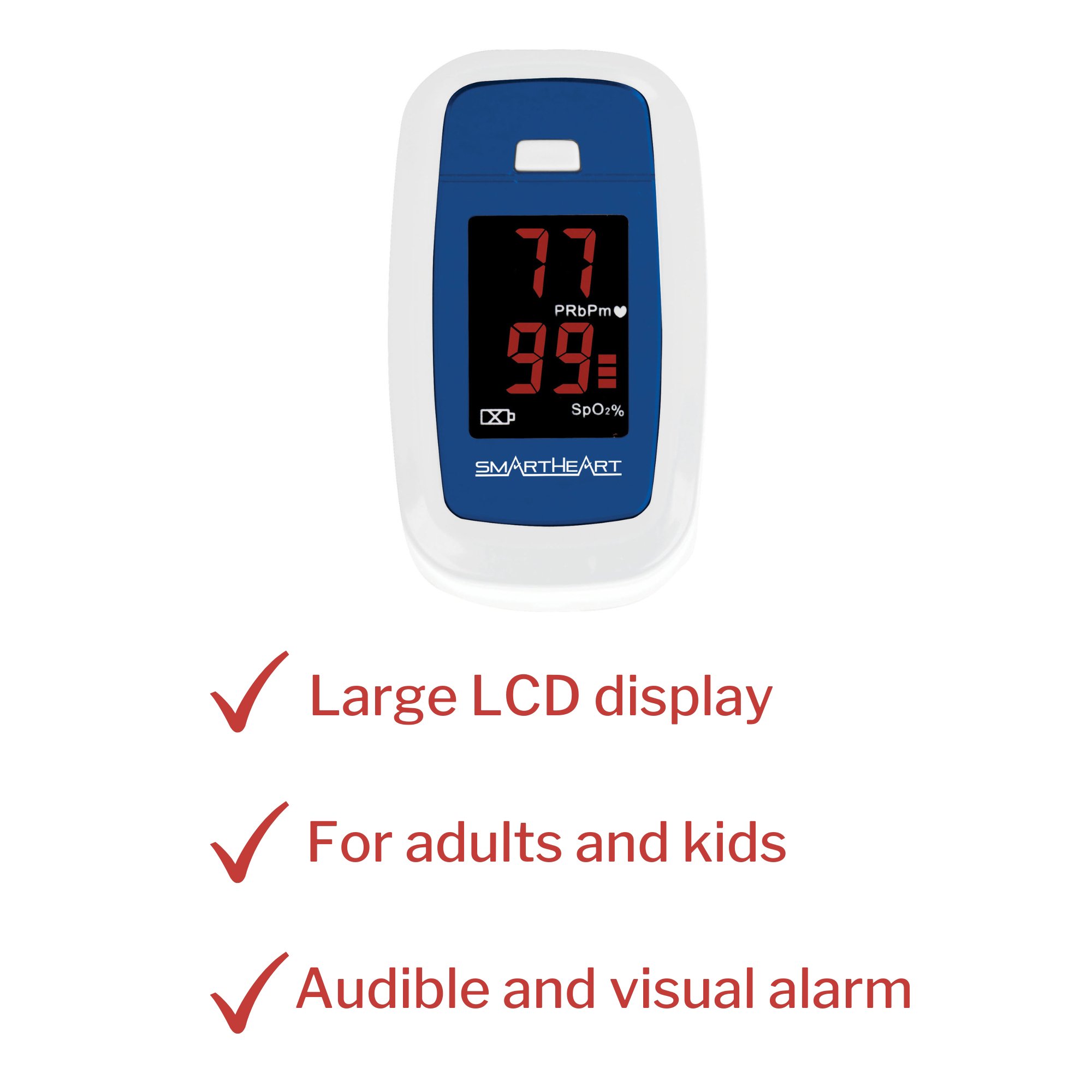 Veridian Healthcare LLC 11-50K - SmartHeart Fingertip Pulse Oximeter for Blood Oxygen Saturation, Economy - 1/Each, 48/Case