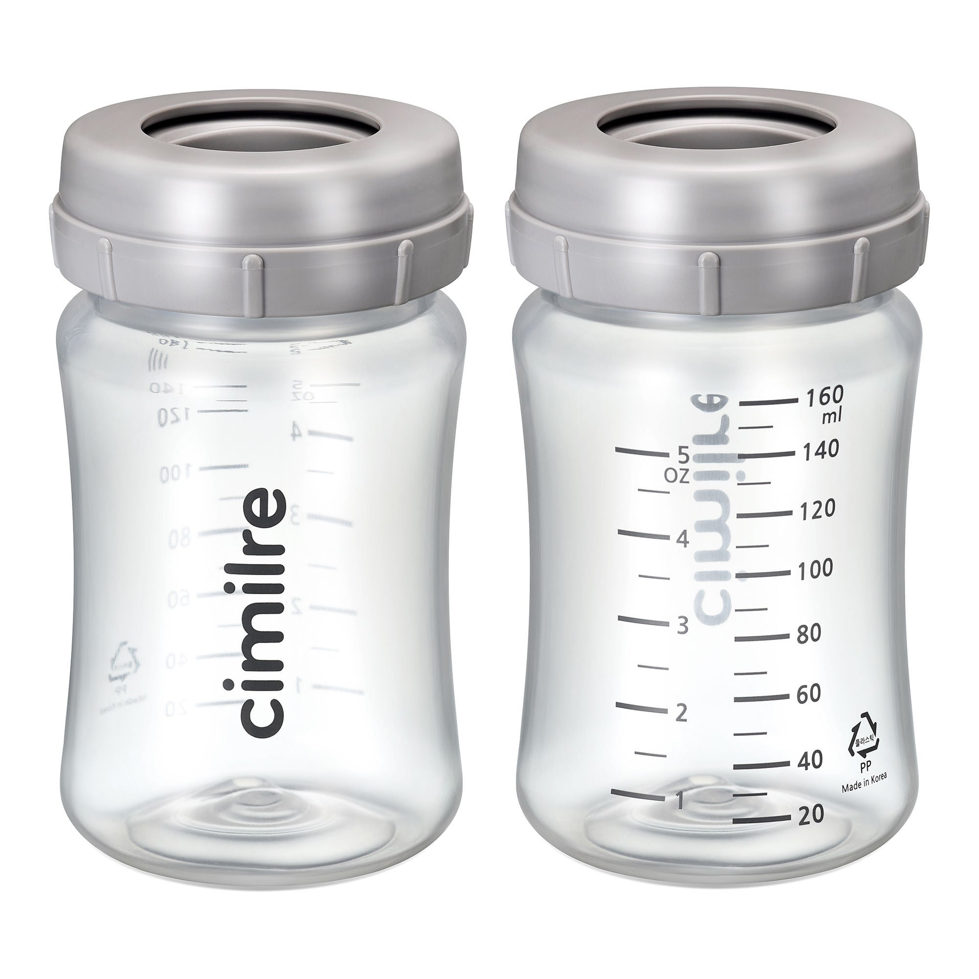 Symmetrical Health LLC - CM0A06 Breast Milk Storage Bottle Set Cimilre® 5 oz. Plastic Clear