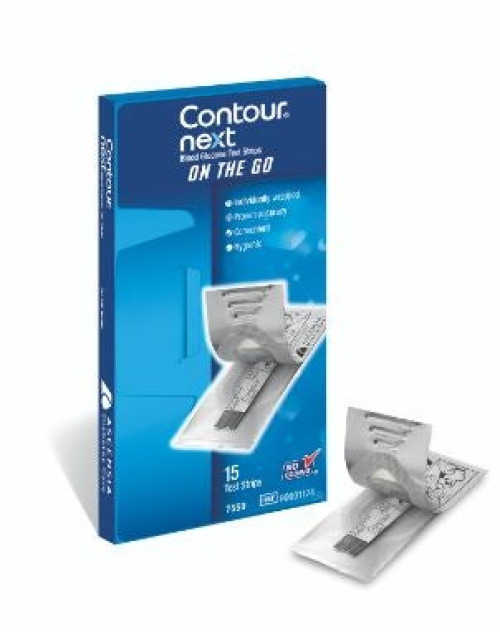 Ascensia Diabetes Care - 7550 Blood Glucose Test Strips CONTOUR®NEXT ON THE GO 15 Strips per Pack For use with Exclusively used with CONTOUR®NEXT meters
