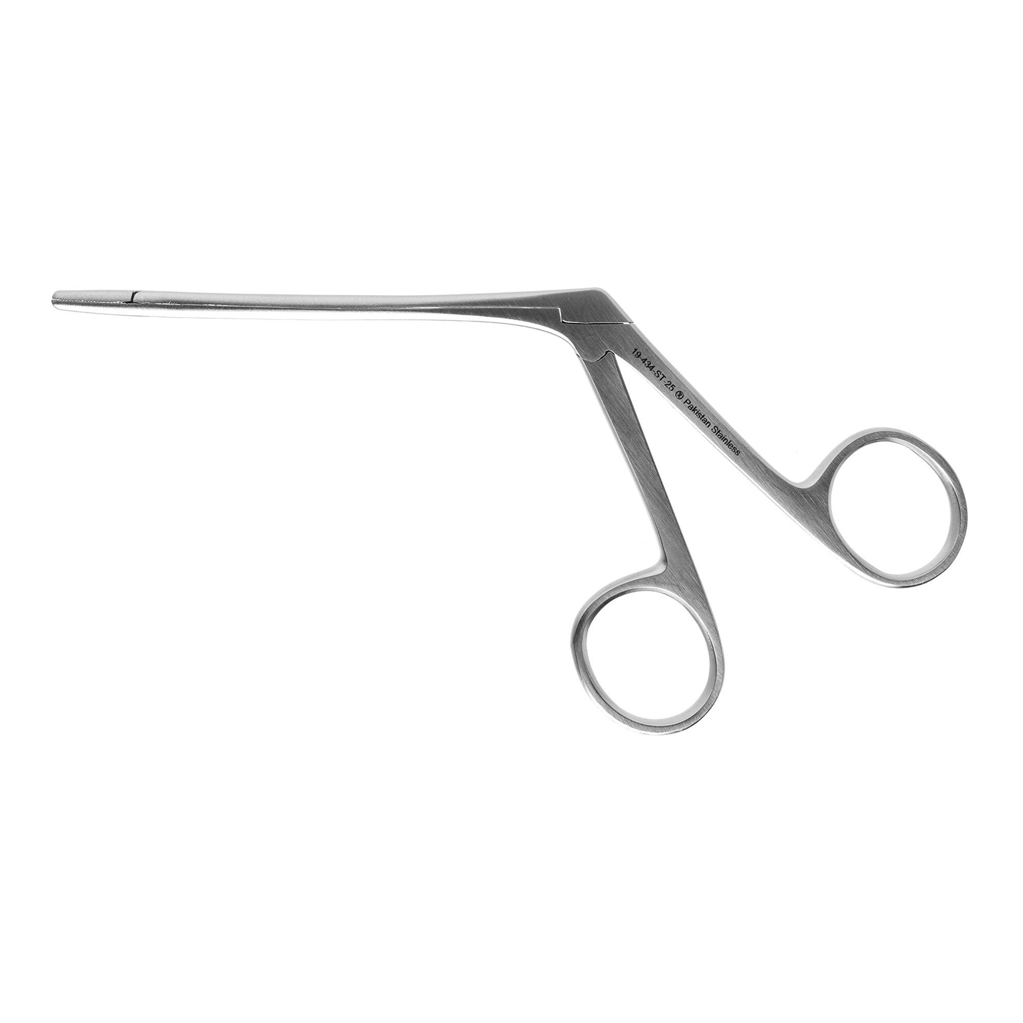 Miltex Instrument (Sterile Dis) - 19-434-ST-25 Alligator Forceps Miltex® Disposable Hartmann-Noyes 3-1/4 Inch Length Floor / Office Grade Pakistani Stainless Steel Sterile NonLocking Finger Ring Handle Straight Serrated Tips