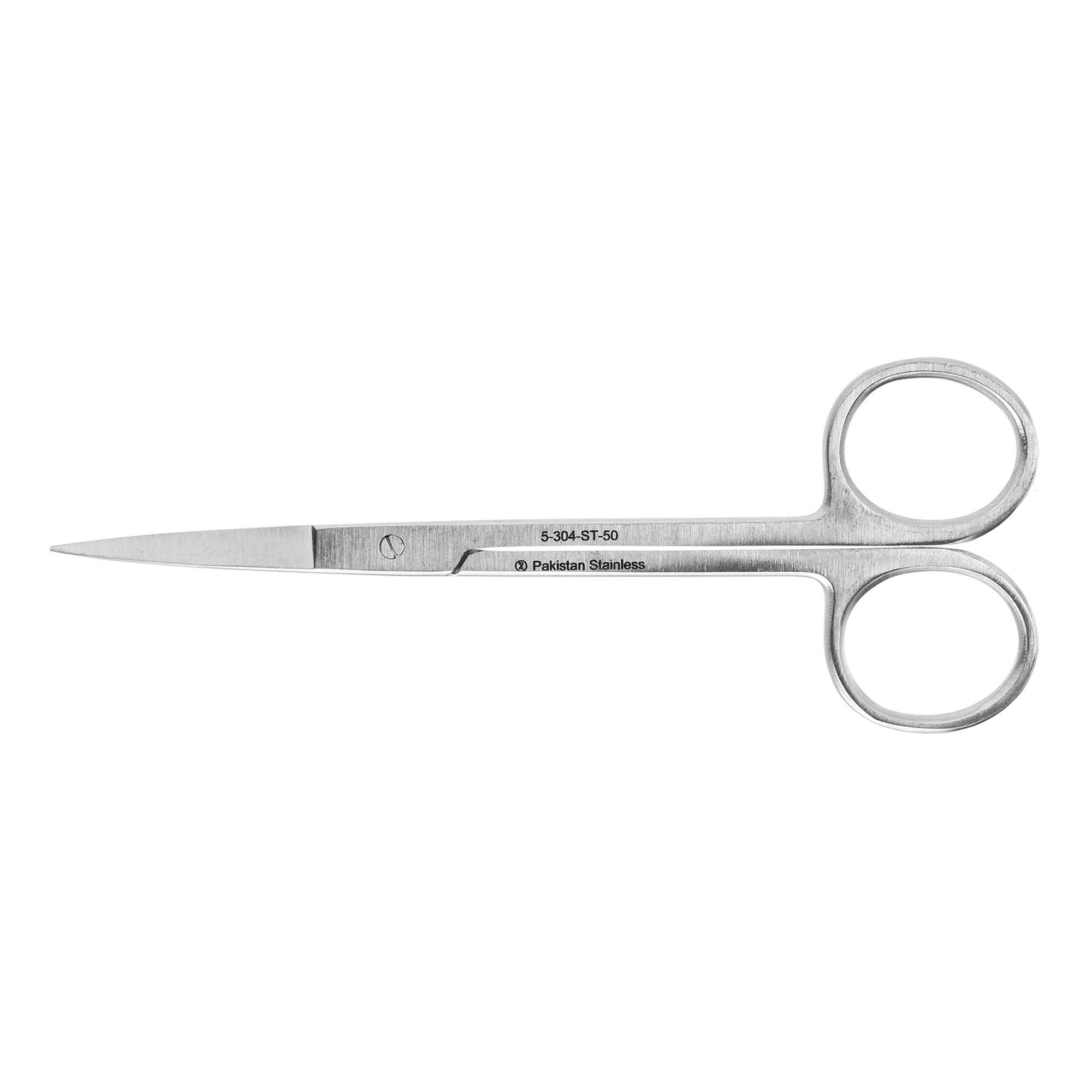Miltex Instrument (Sterile Dis) - 5-304-ST-25 Iris Scissors Miltex® Disposable 4-1/2 Inch Length Floor / Office Grade Pakistani Stainless Steel Sterile Finger Ring Handle Straight Sharp Tip / Sharp Tip
