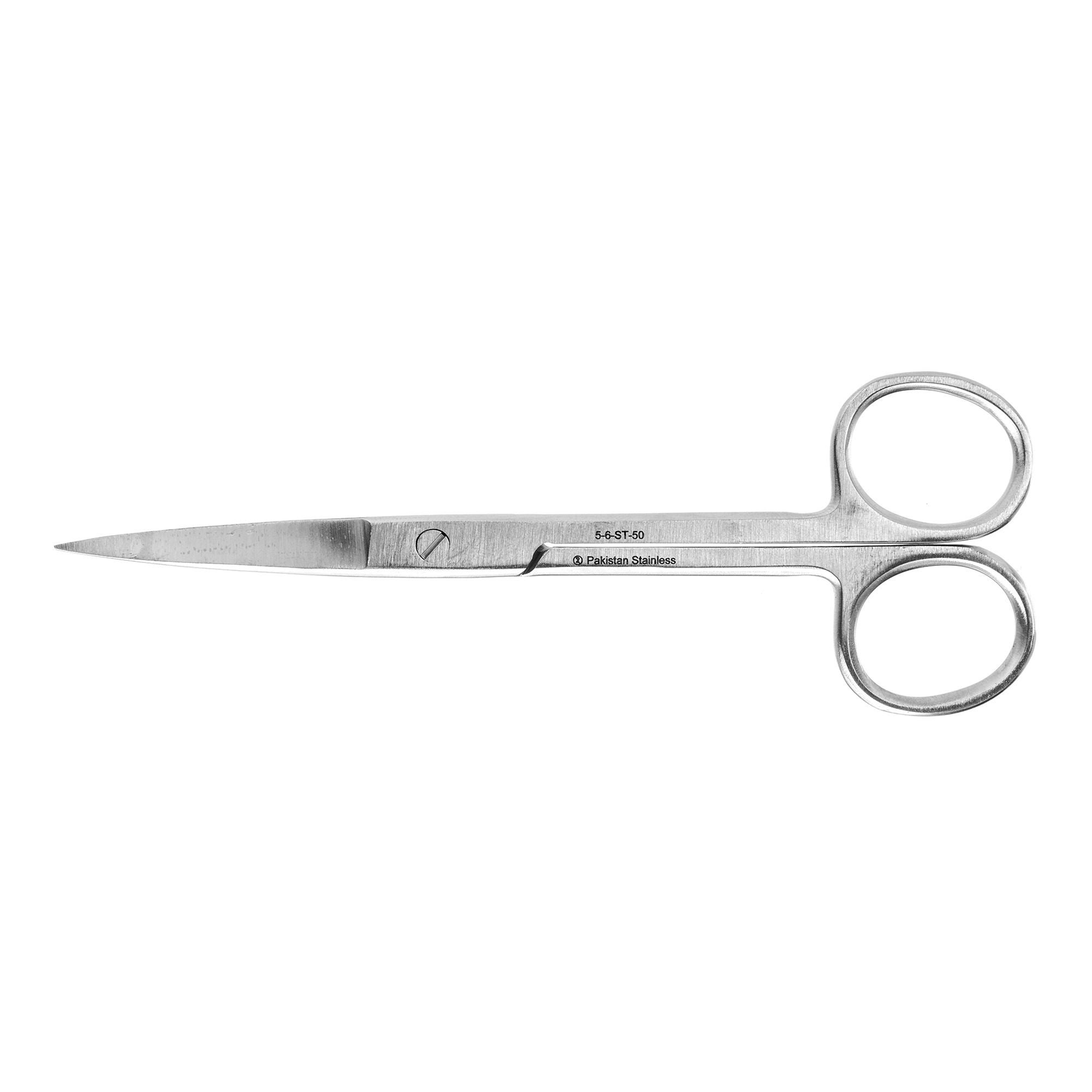 Miltex Instrument (Sterile Dis) - 5-6-ST-50 Operating Scissors Miltex® Disposable 5-1/2 Inch Length Floor / Office Grade Pakistani Stainless Steel Sterile Finger Ring Handle Straight Sharp Tip / Sharp Tip