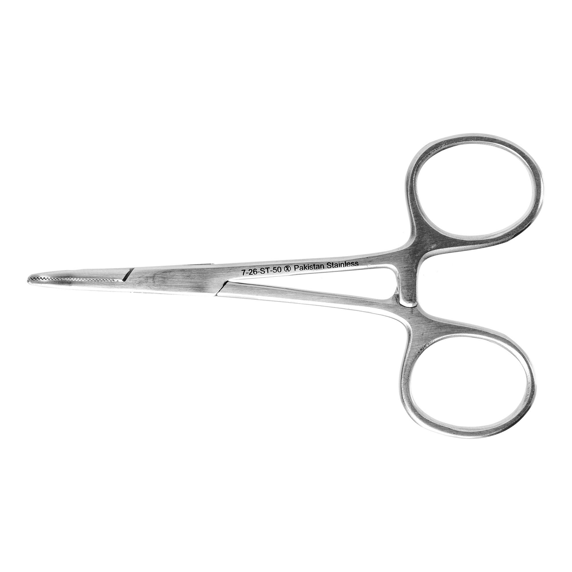 Miltex Instrument (Sterile Dis) - 7-26-ST-50 Mosquito Forceps Miltex® Disposable Hartmann 3-1/2 Inch Length Floor / Office Grade Pakistani Stainless Steel Sterile Locking Finger Ring Handle Curved Serrated Tips