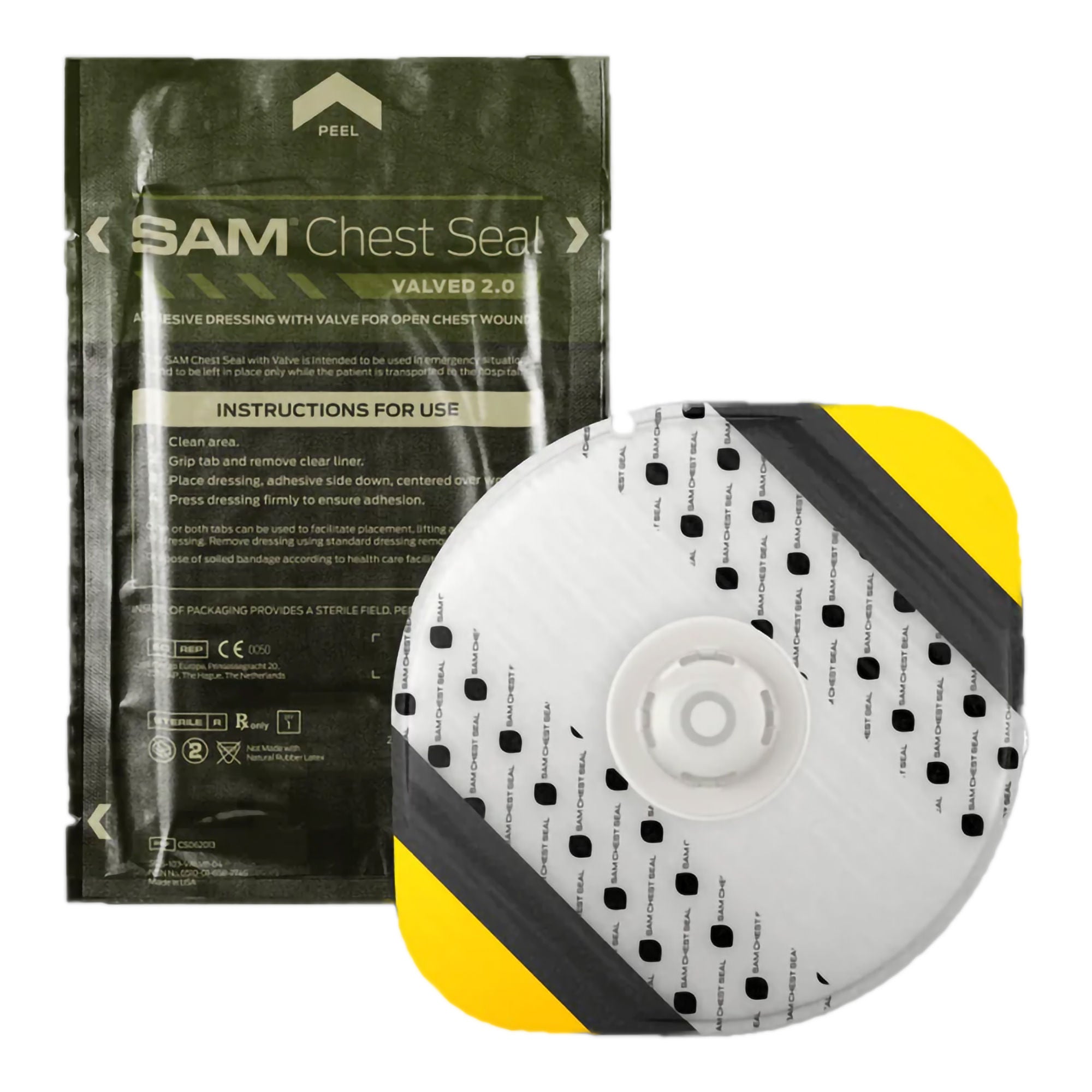 The Seaberg Company - CS202-EN Chest Wound Seal SAM® 7 X 7 Inch 1 per Pack Sterile