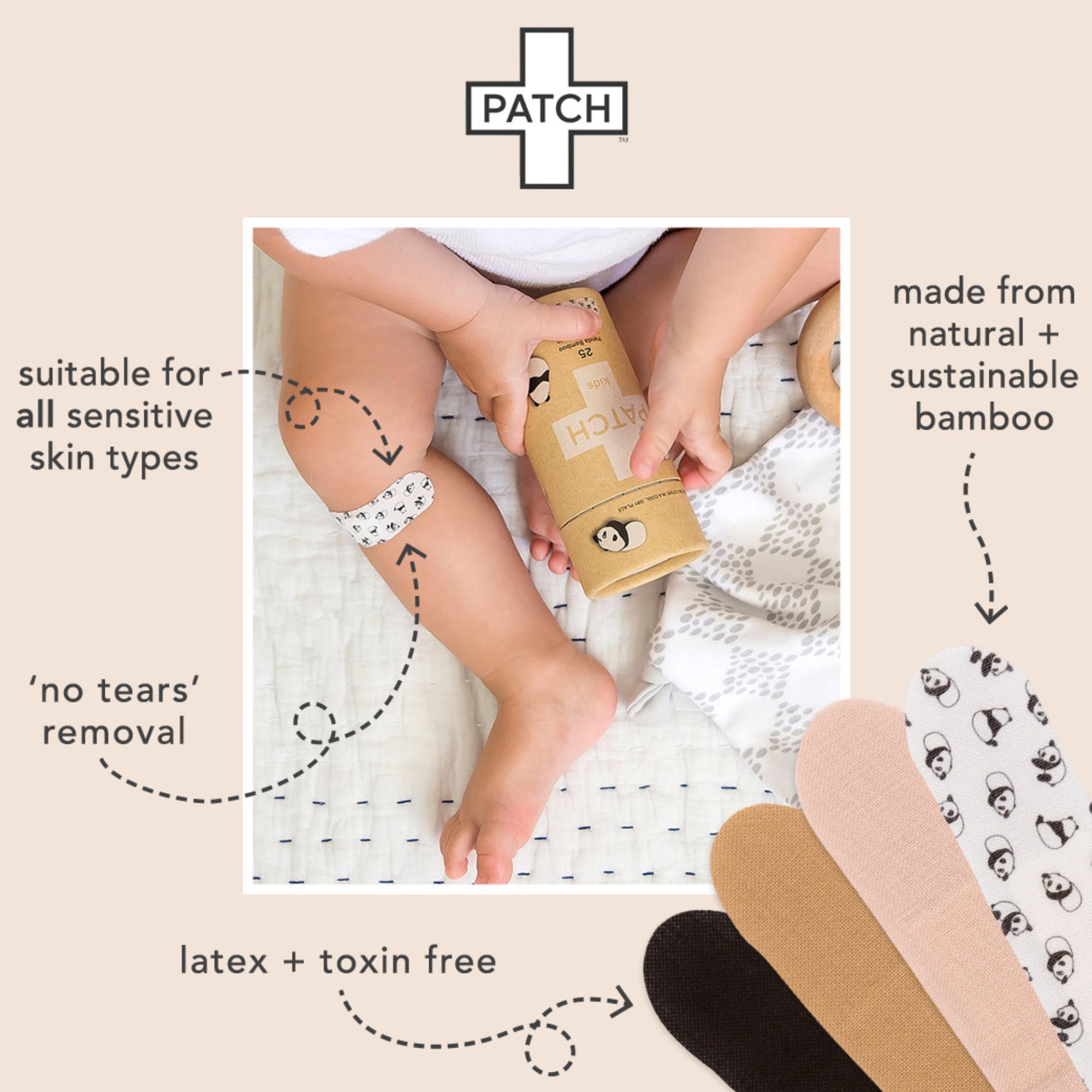 Nutricare USA LLC PATNACT - Patch™ Tan Adhesive Strip, 3/4 x 3 Inch - 1/Tube, 3/Box, 24/Case