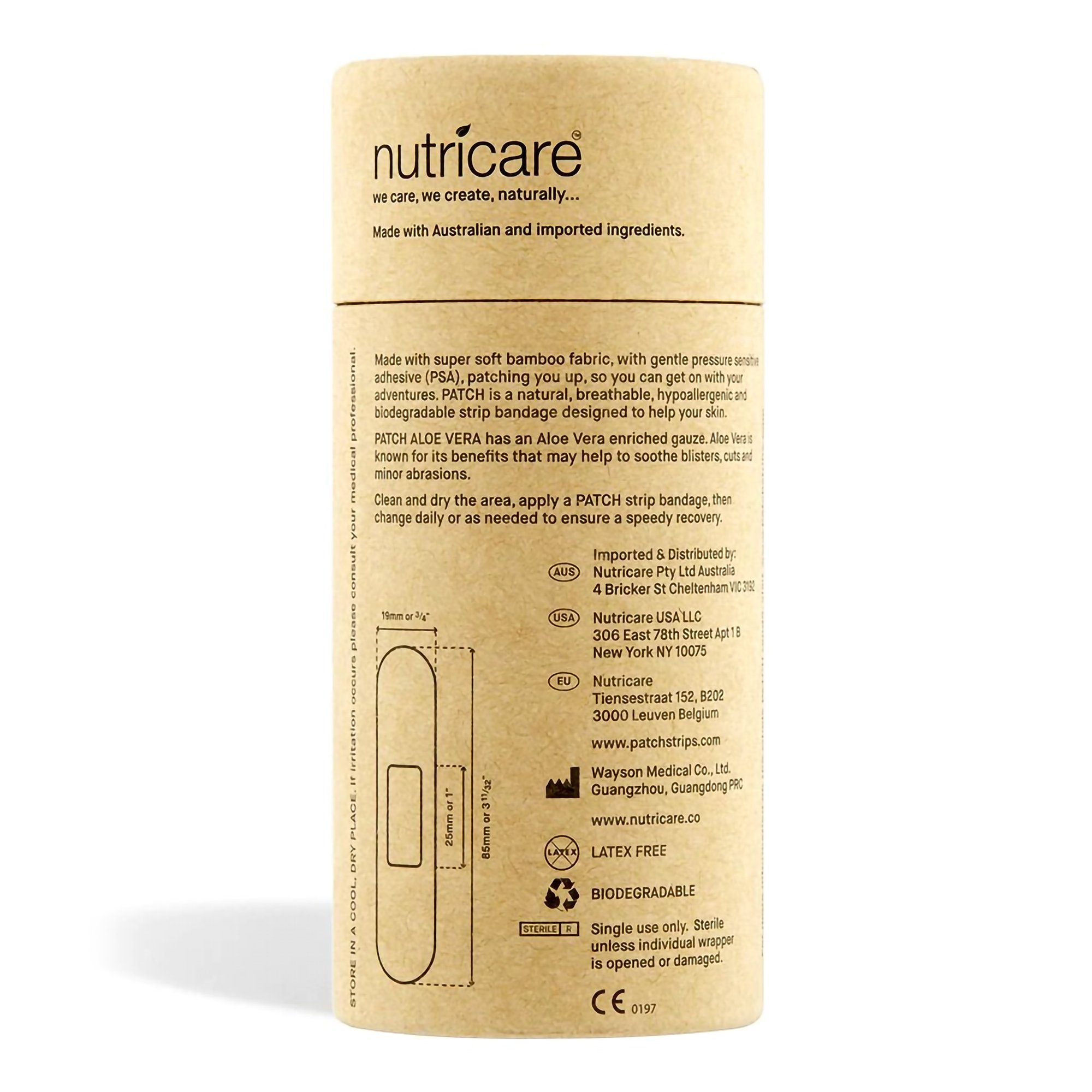 Nutricare USA LLC PATALCT - Patch™ Adhesive Strip with Aloe Vera, 3/4 x 3 Inch - 1/Tube, 3/Box, 24/Case