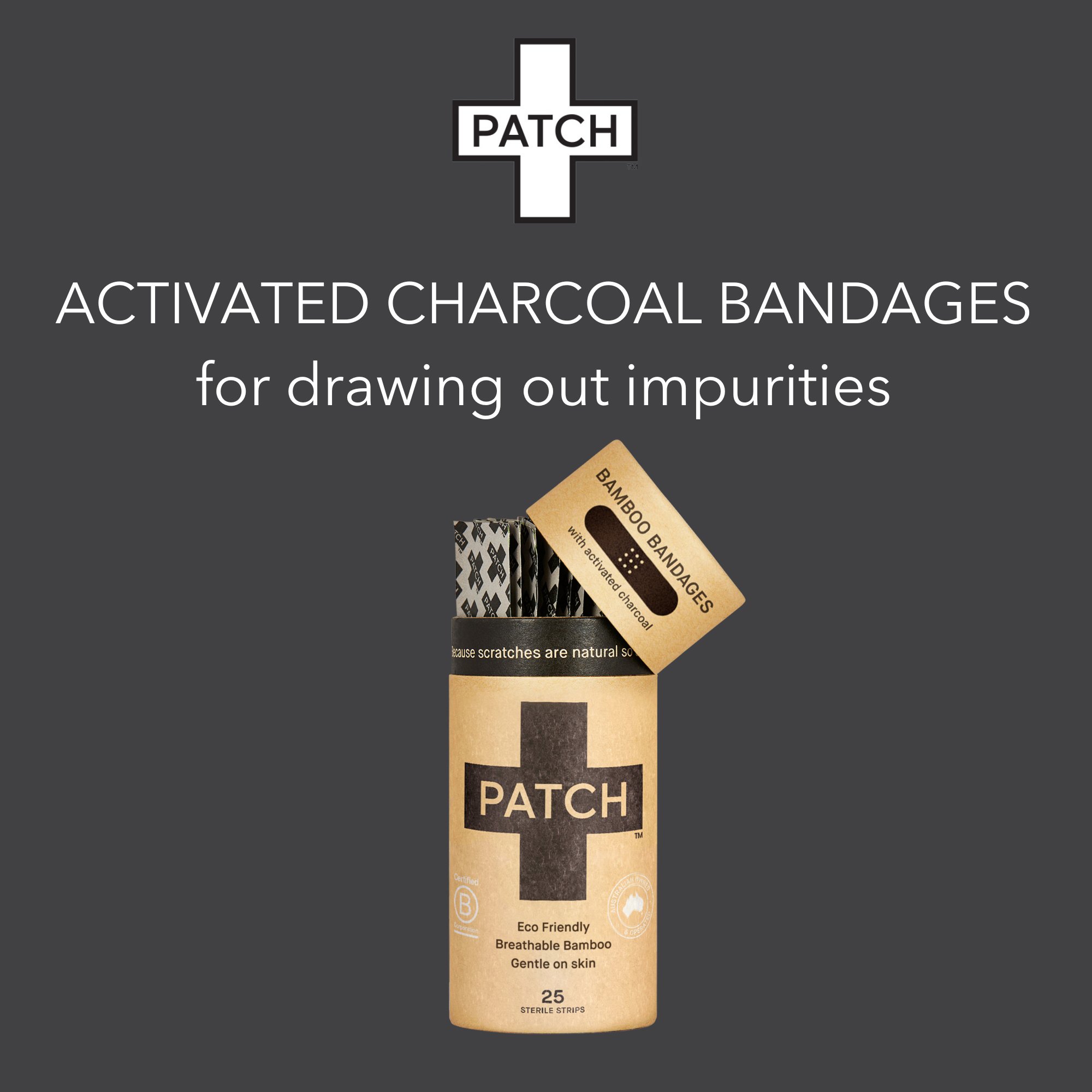 Nutricare USA LLC PATACCT - Patch™ Adhesive Strip with Charcoal, 3/4 x 3 Inch - 1/Tube, 3/Box, 24/Case