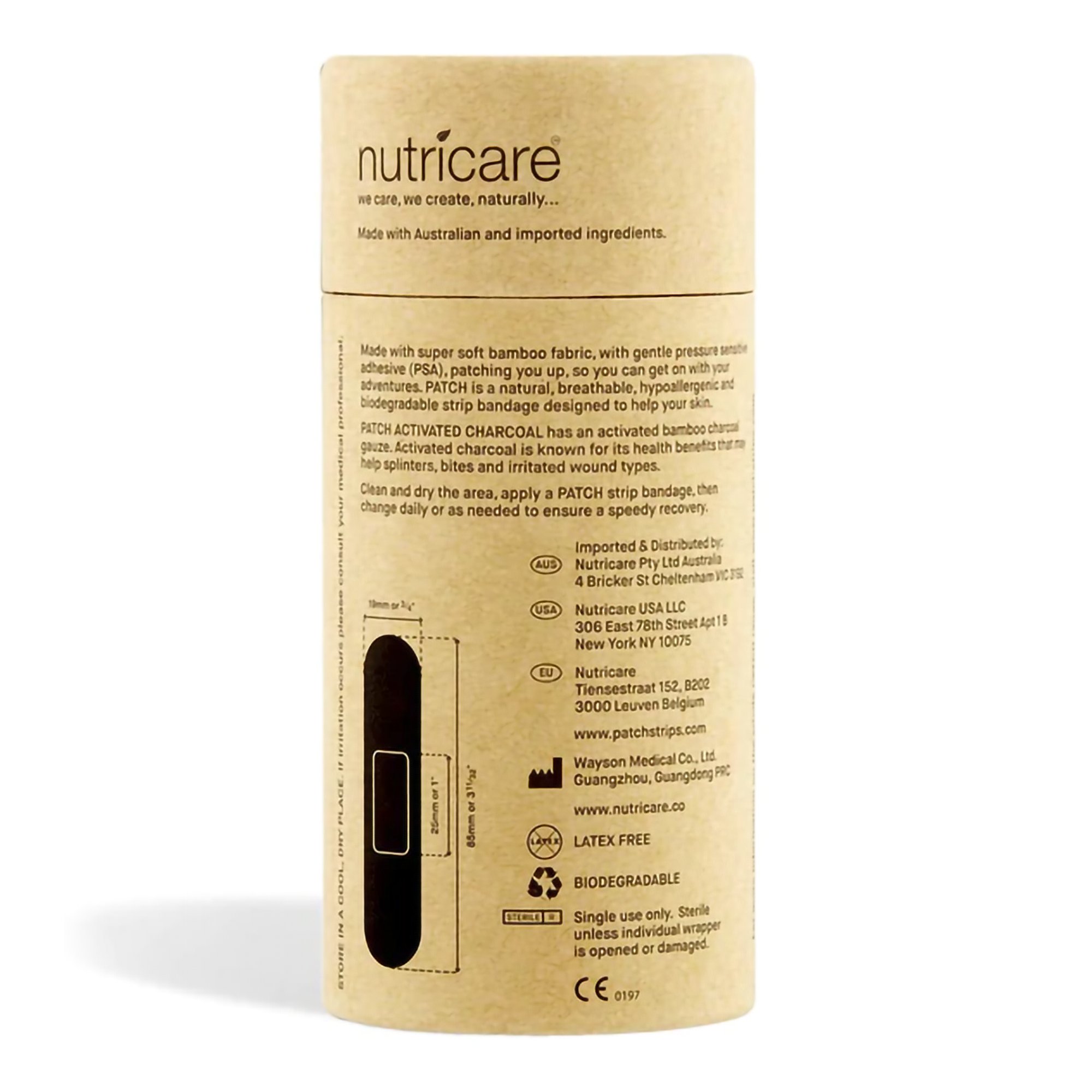 Nutricare USA LLC PATACCT - Patch™ Adhesive Strip with Charcoal, 3/4 x 3 Inch - 1/Tube, 3/Box, 24/Case