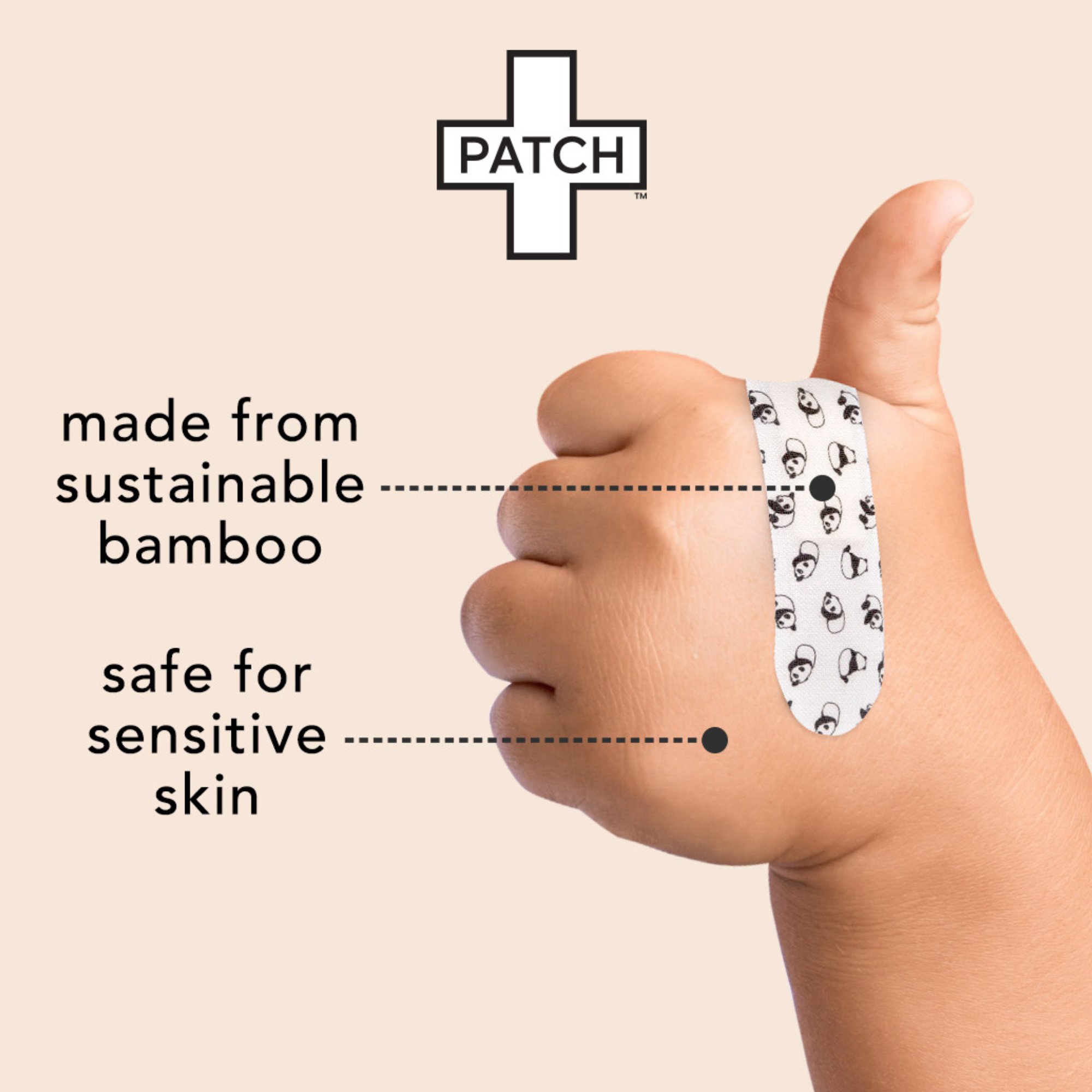 Nutricare USA LLC PATCOLFCT - Patch™ Kids (Panda Design) Adhesive Strip with Coconut Oil, Assorted Sizes - 1/Pack, 5/Box, 30/Case