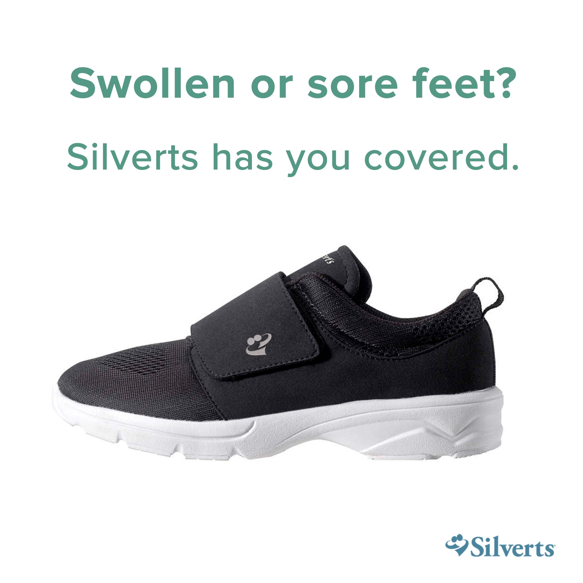 Silverts Adaptive LLC SV50010_SV2_7 - Silverts® hook-and-loop closure Walking Shoe, Size 7, Black - 1/Pair