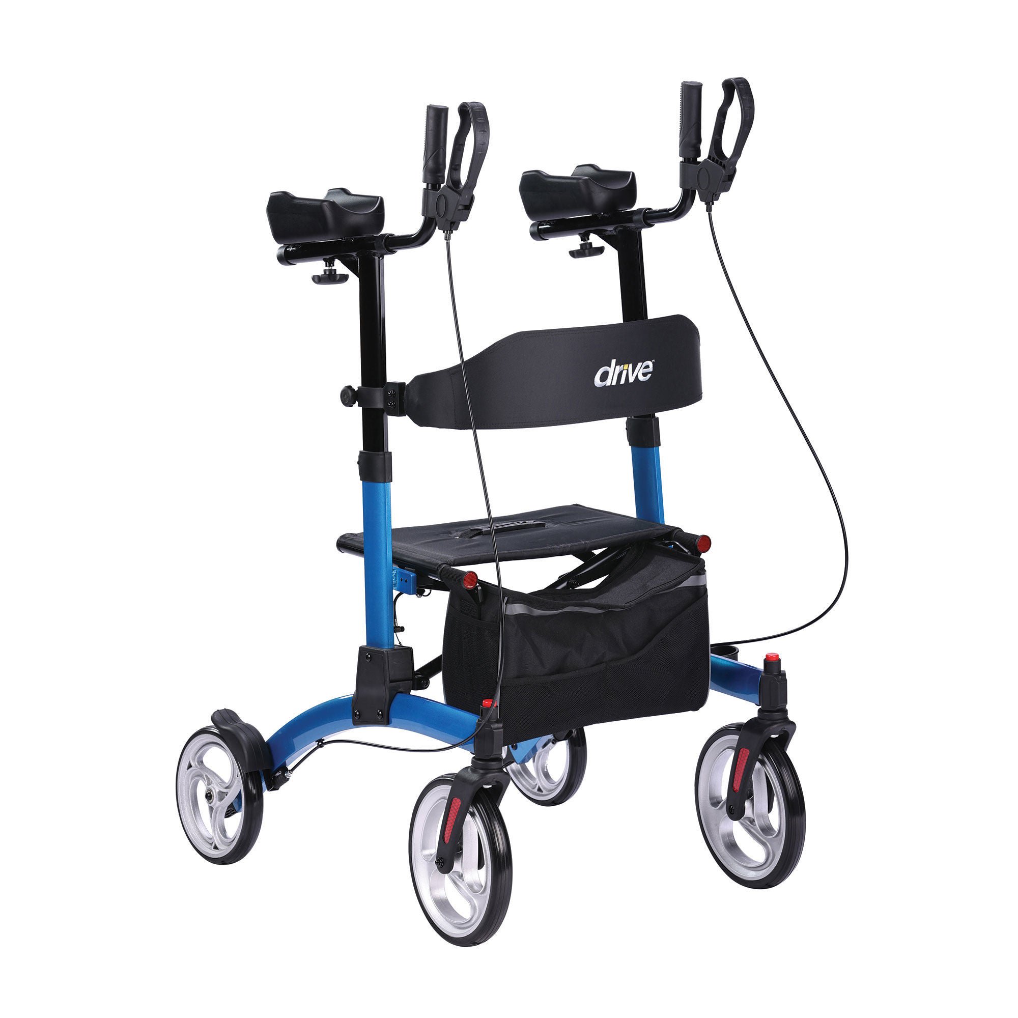 Drive DeVilbiss Healthcare - UPWKRBL10 4 Wheel Rollator drive™ Upright Walker Blue Adjustable Height Aluminum Frame