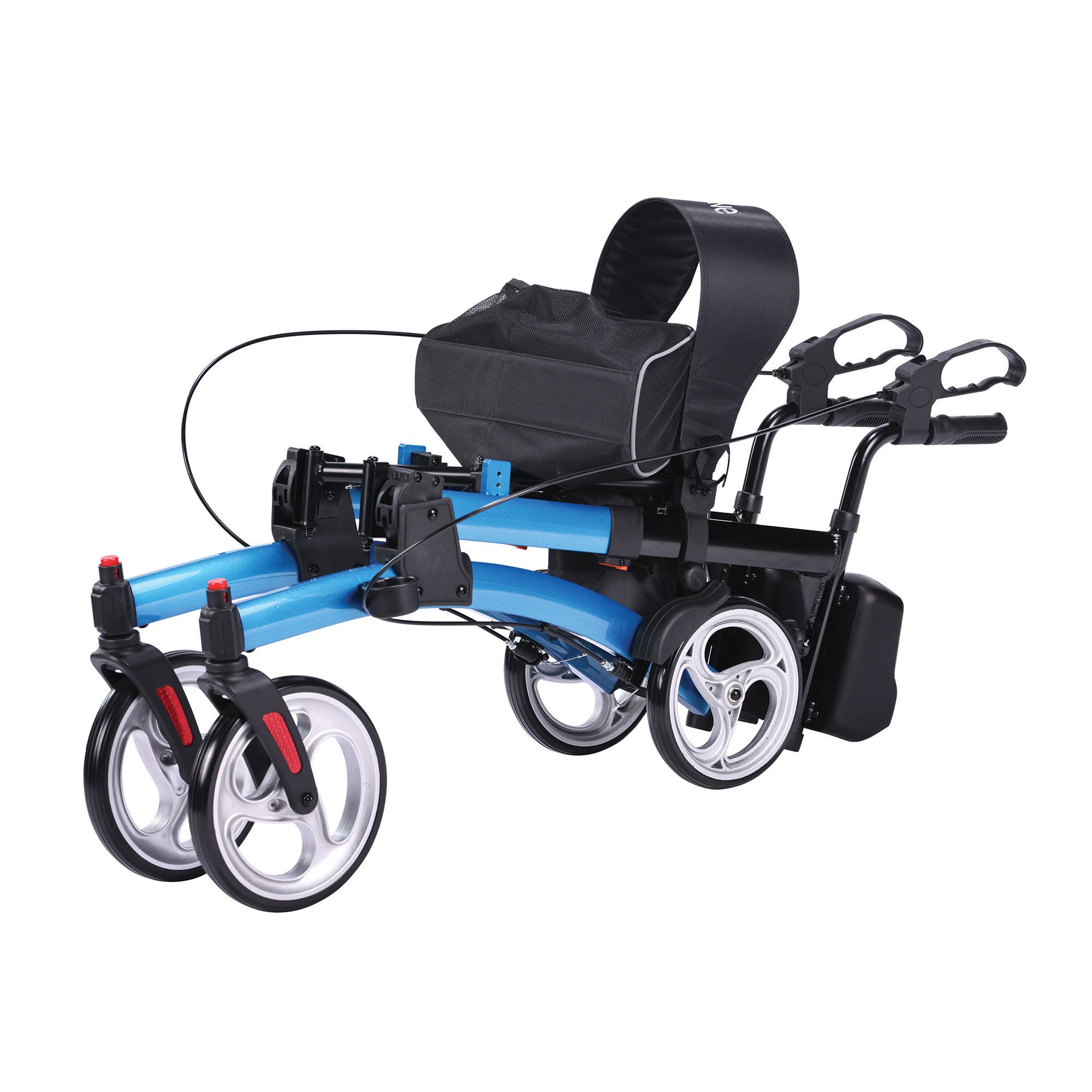 Drive DeVilbiss Healthcare - UPWKRBL10 4 Wheel Rollator drive™ Upright Walker Blue Adjustable Height Aluminum Frame