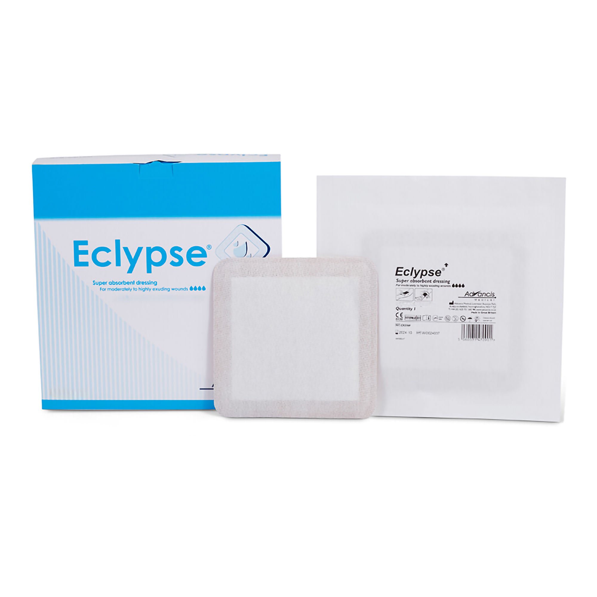 Mediusa - CR4439 Super Absorbent Dressing Eclypse® Square 8 X 8 inch Without Border Sterile