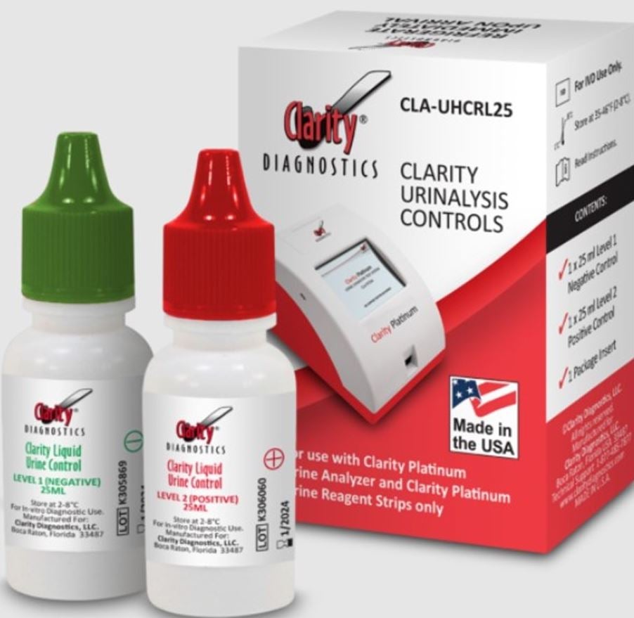 Clarity Lab Group LLC - CLA-UHCRL25 Control Set Clarity® Urinalysis Positive Level / Negative Level 2 X 25 mL
