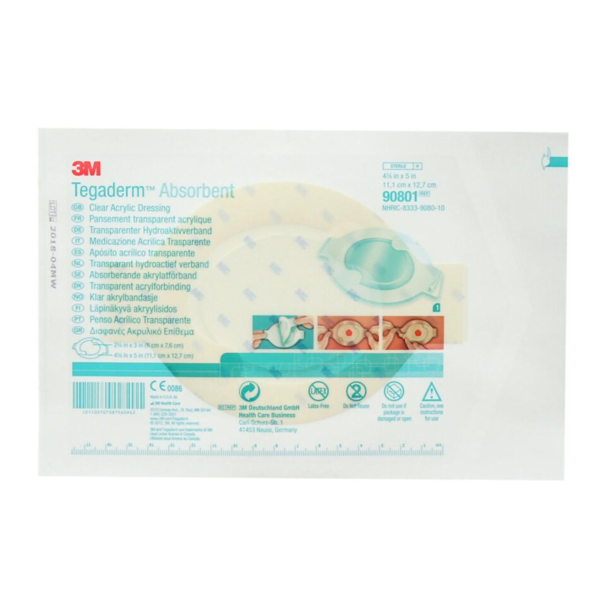 Solventum Corporation 90801 - Solventum Corporation 3M™ Tegaderm™ Absorbent Clear Acrylic Transparent Film Dressing - 10/Box, 40/Case