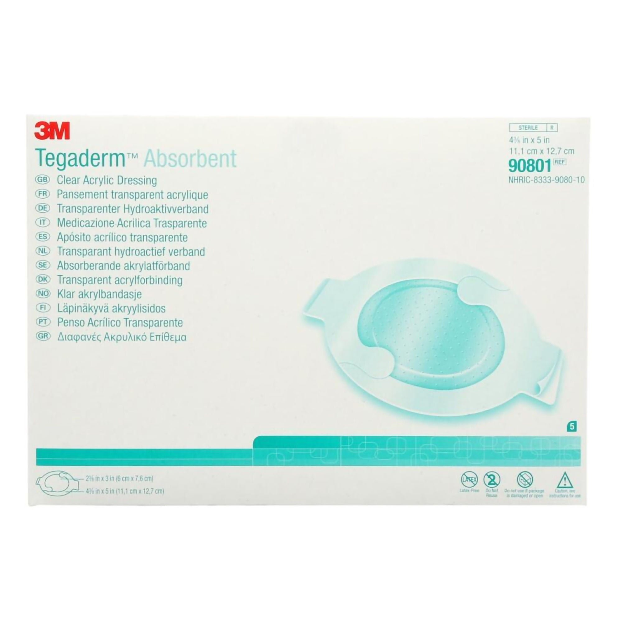 Solventum Corporation - 90801 Solventum Corporation 3M™ Tegaderm™ Absorbent Clear Acrylic Transparent Film Dressing