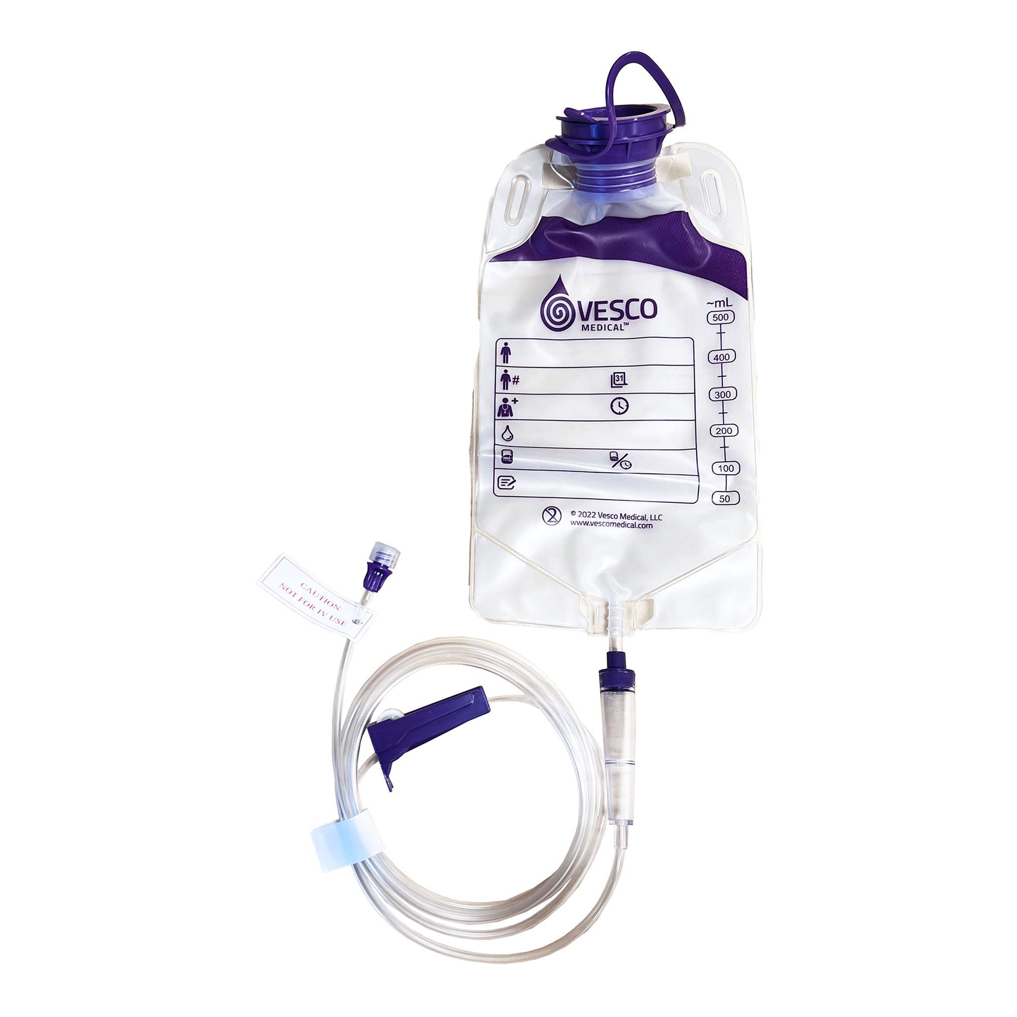 Vesco Medical - VED-042 Gravity Feeding Bag Set with ENFit™ Connector 500 mL PVC