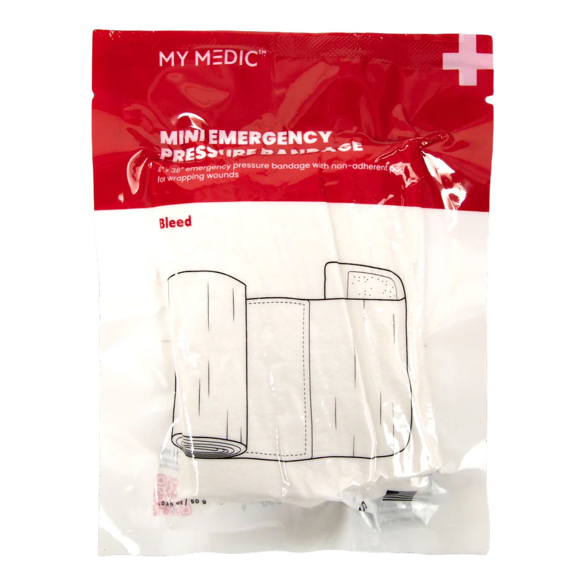 MyMedic - MM-SPL-BLD-EPB-MINI-EA Trauma Pressure Dressing with Wrap My Medic™ 4 X 36 Inch Hook and Loop Closure White Sterile Standard Compression