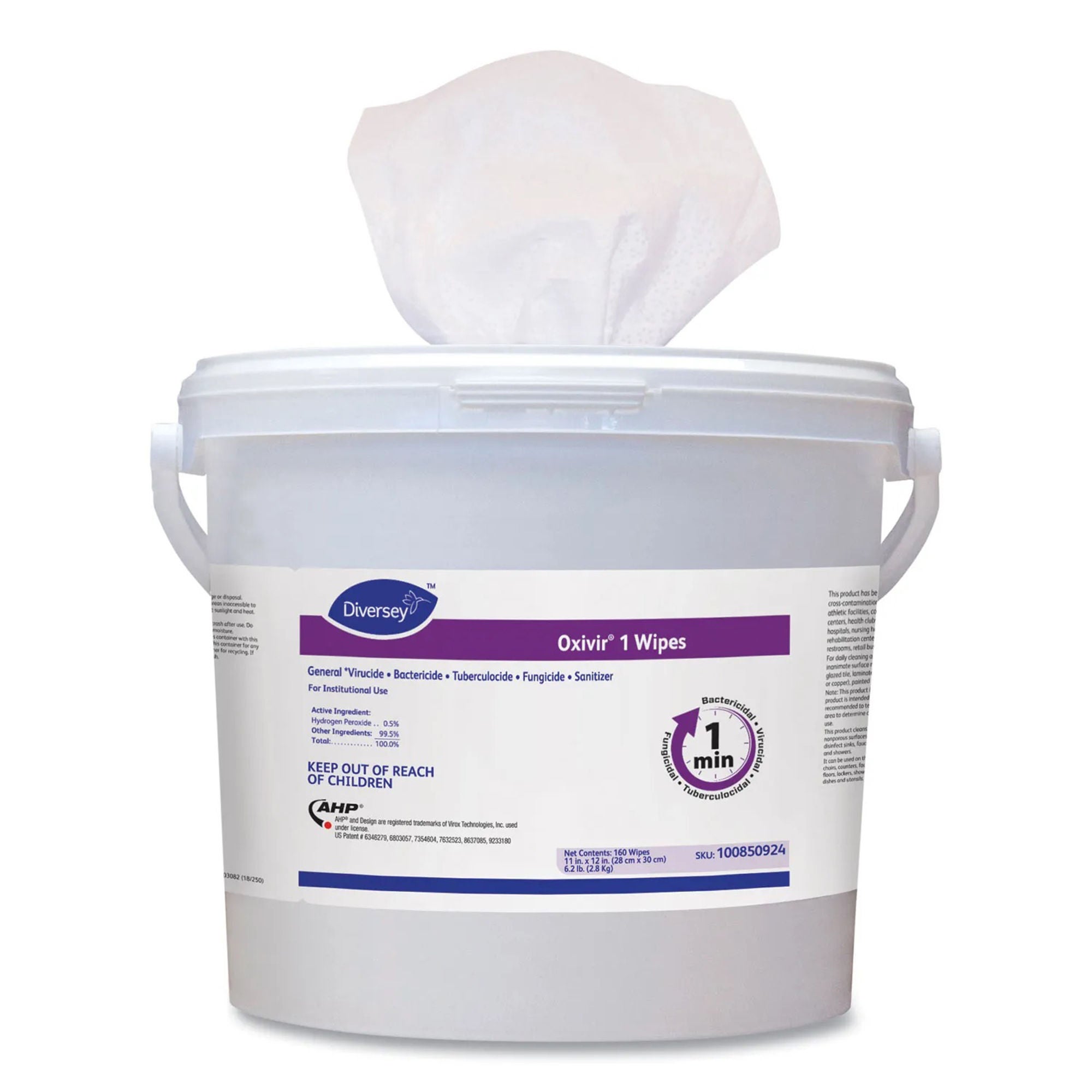 Diversey - 100850924 Surface Disinfectant Cleaner Diversey™ Oxivir® 1 Premoistened Broad Spectrum Manual Pull Wipe 160 Count Canister Cherry Almond Scent NonSterile