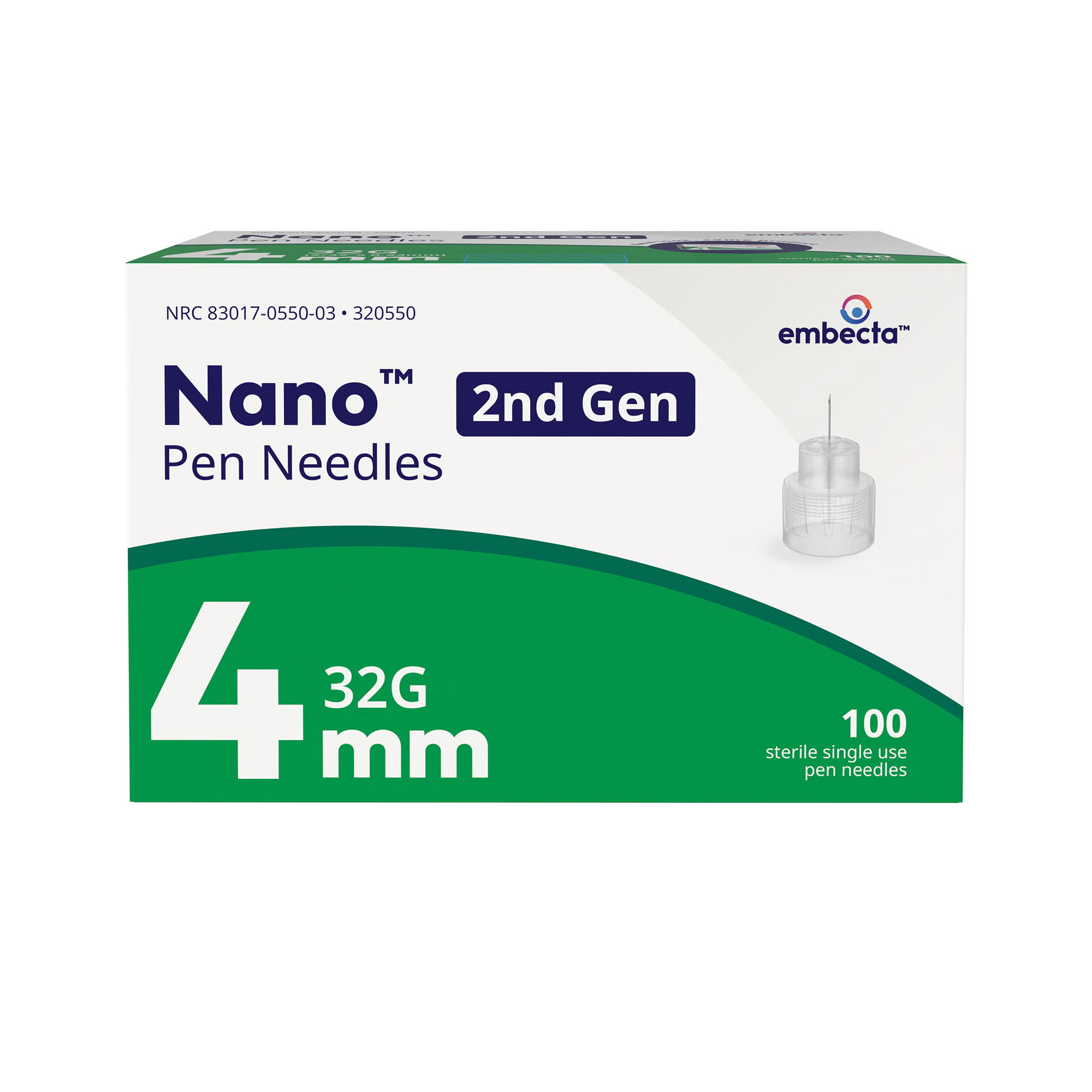 embecta Medical II LLC - 320550 Standard Insulin Pen Needle Nano™ 2nd Gen 32 Gauge 4 mm Length