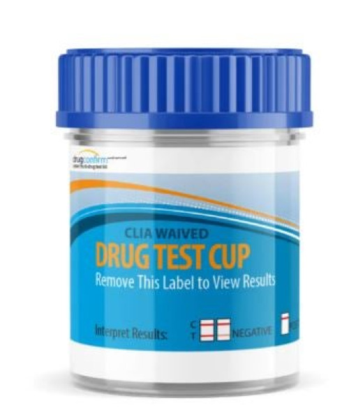 Confirm Biosciences - HE-CUPB-6114PR Drugs of Abuse Test Kit DrugConfirm™ AMP, BAR, BZO, COC, mAMP/MET, MDMA, MTD, OPI, OXY, PCP, THC 25 Tests CLIA Waived