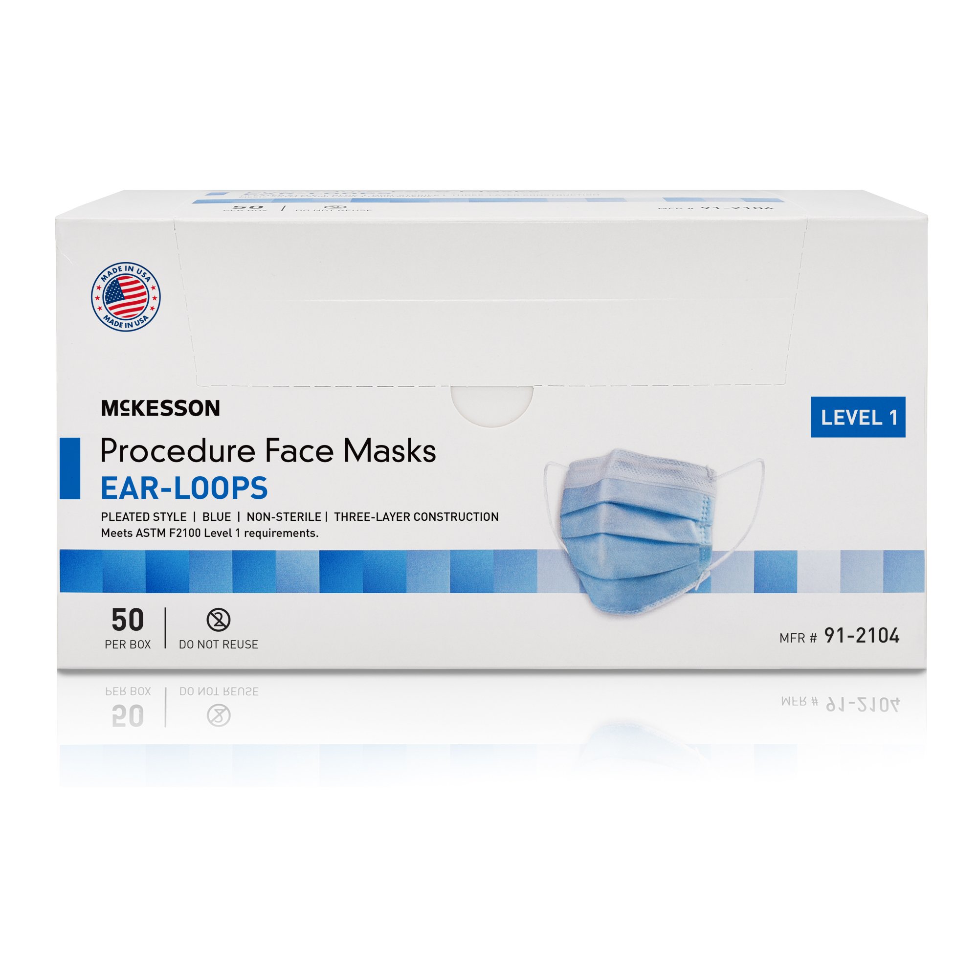 McKesson Brand 91-2104 - McKesson Procedure Masks, ASTM Level 1 - 50/Box, 500/Case
