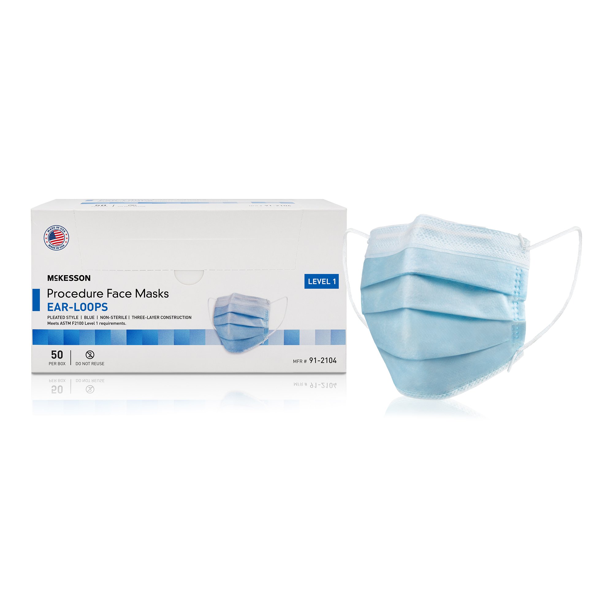 McKesson Brand 91-2104 - McKesson Procedure Masks, ASTM Level 1 - 50/Box, 500/Case