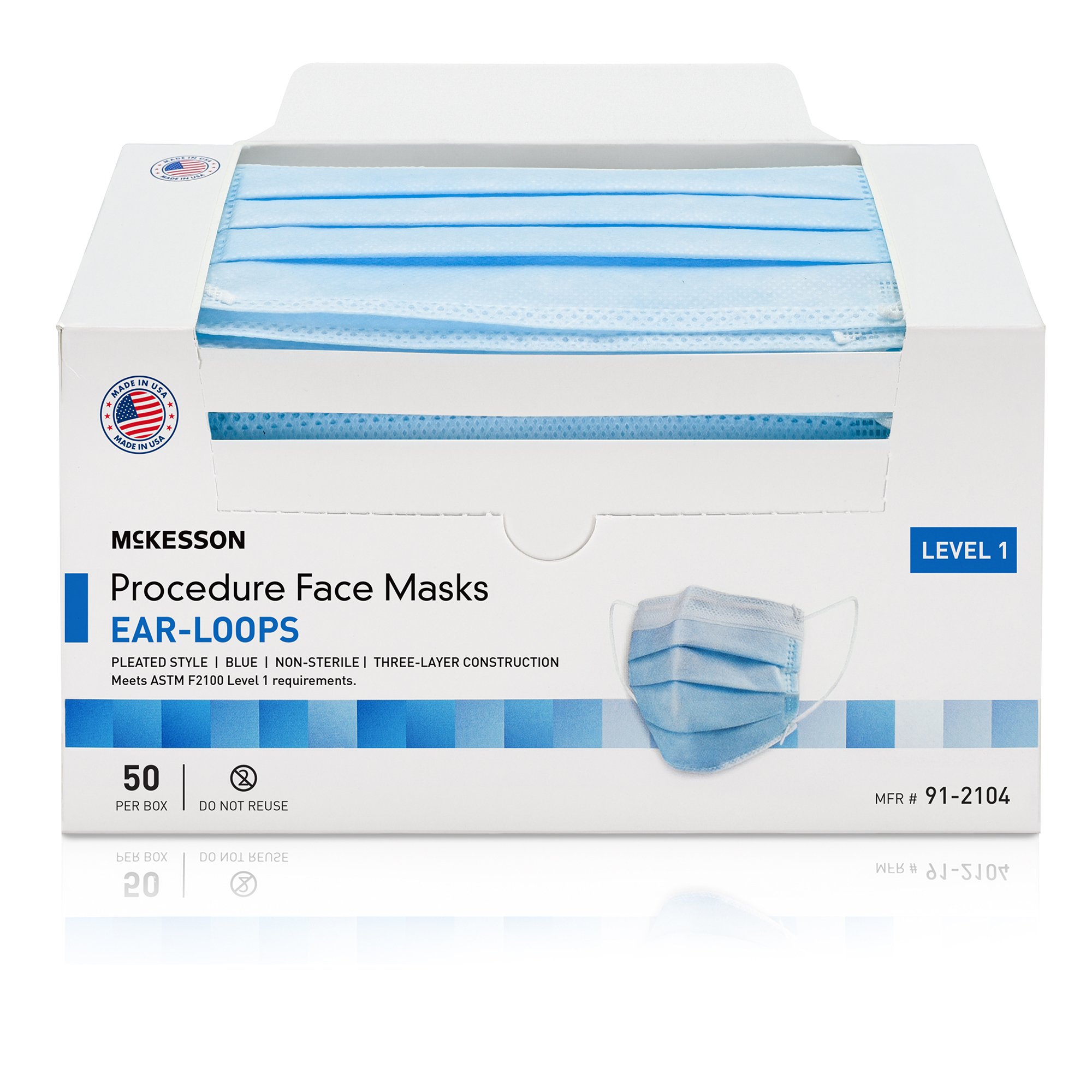 McKesson Brand 91-2104 - McKesson Procedure Masks, ASTM Level 1 - 50/Box, 500/Case