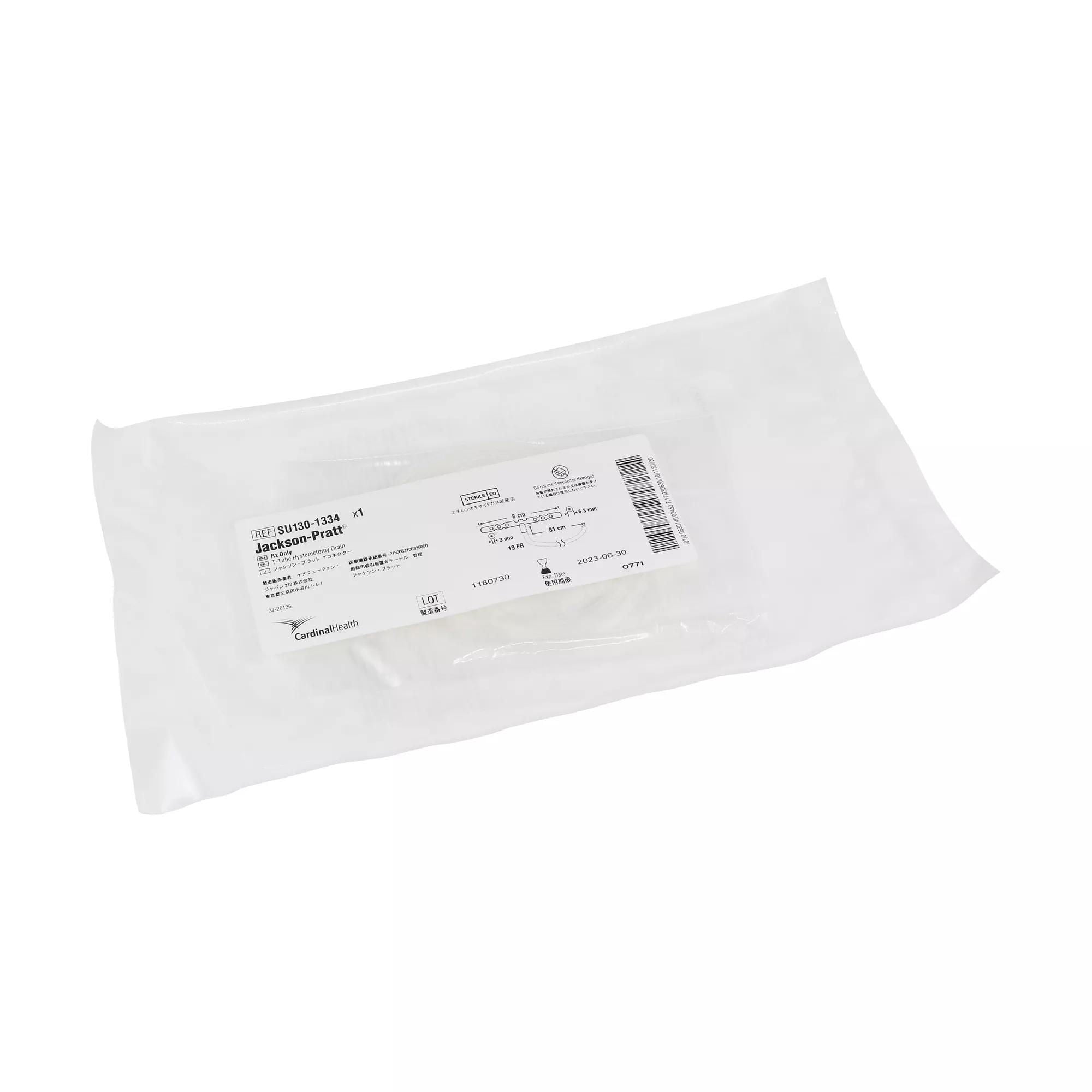 Cardinal - SU130-1334 Wound Drain Tube Jackson-Pratt® T-Tube Type Without Trocar Round Perforated Channel Type 19 Fr. Size Sterile