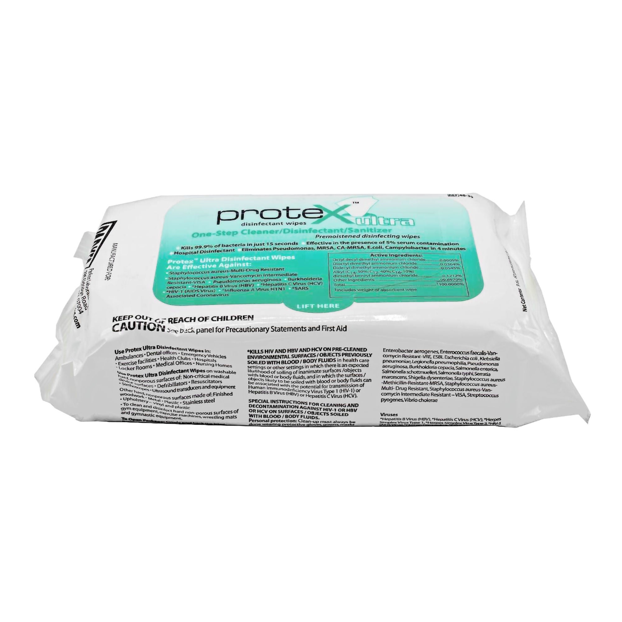 Parker Labs - 48-72 Surface Disinfectant Cleaner Protex™ Ultra Broad Spectrum Manual Pull Wipe 80 Count Soft Pack Lemon Scent NonSterile