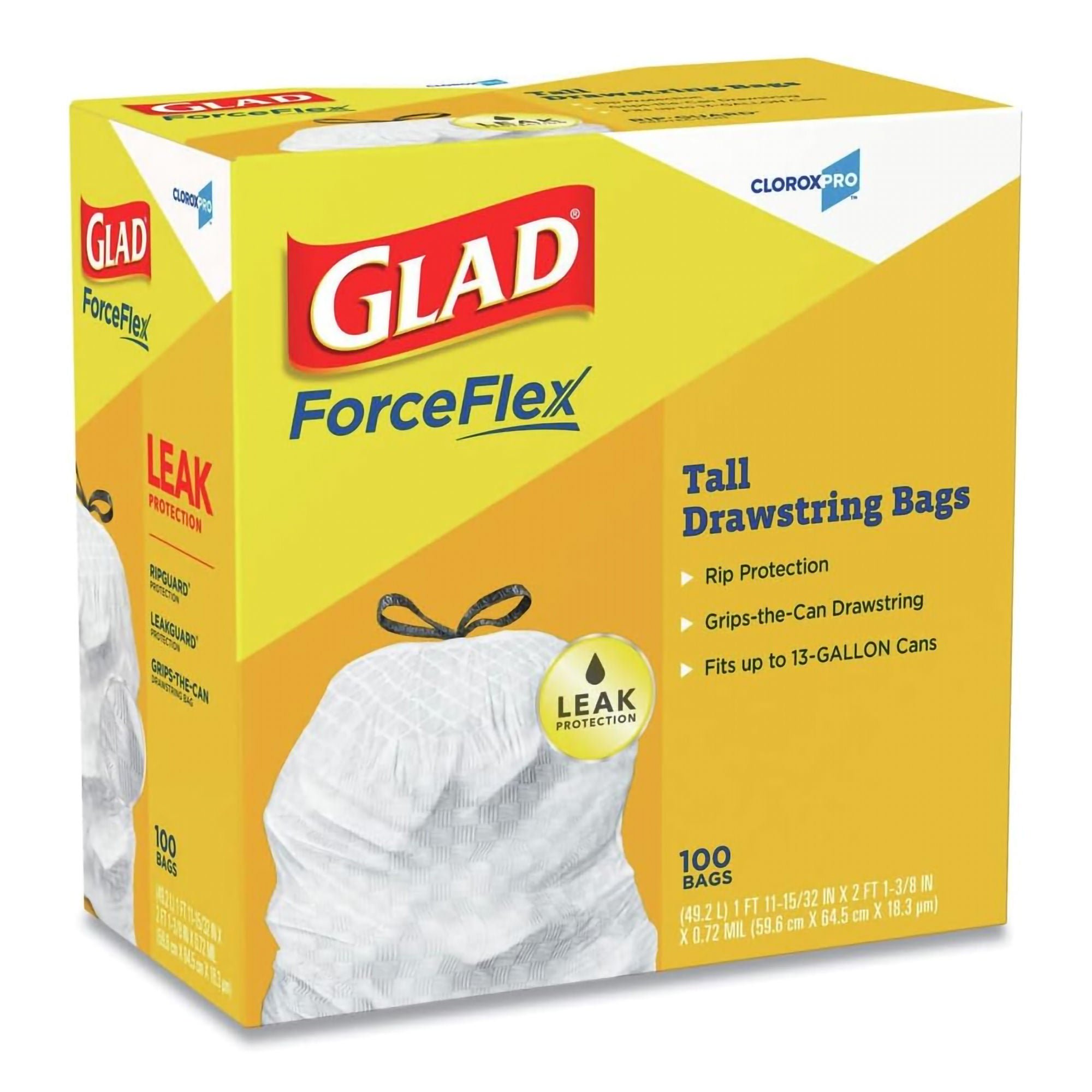 The Clorox Company - 78526 Trash Bag Glad® 13 gal. 0.72 mil 12 X 24 Inch White Tall Kitchen Dispenser Box