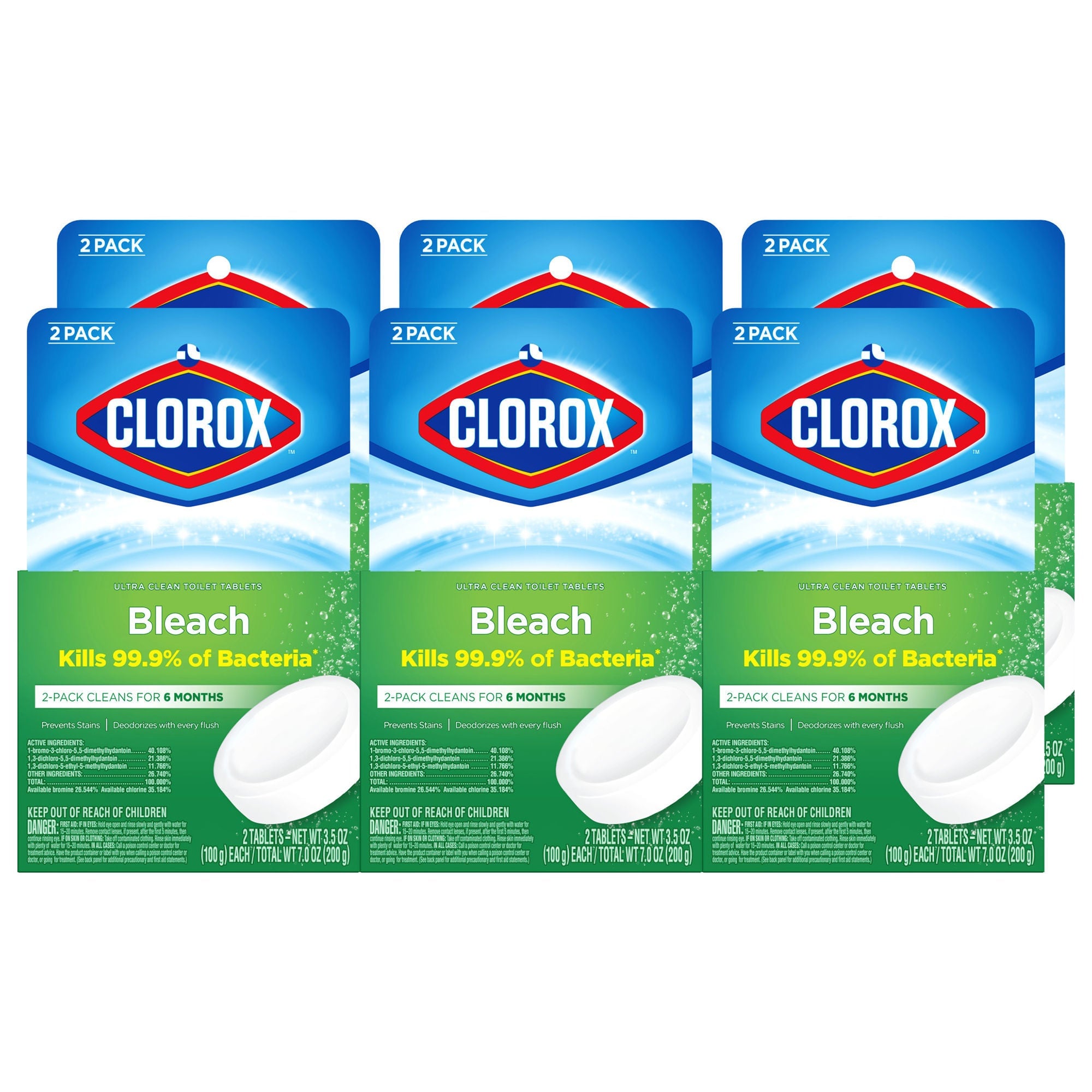 The Clorox Company - 30024 Toilet Bowl Cleaner Clorox® Ultra Clean Toilet Tablets Bleach Dissolving Tablet 2 Count Individual Packet Chlorine Scent NonSterile