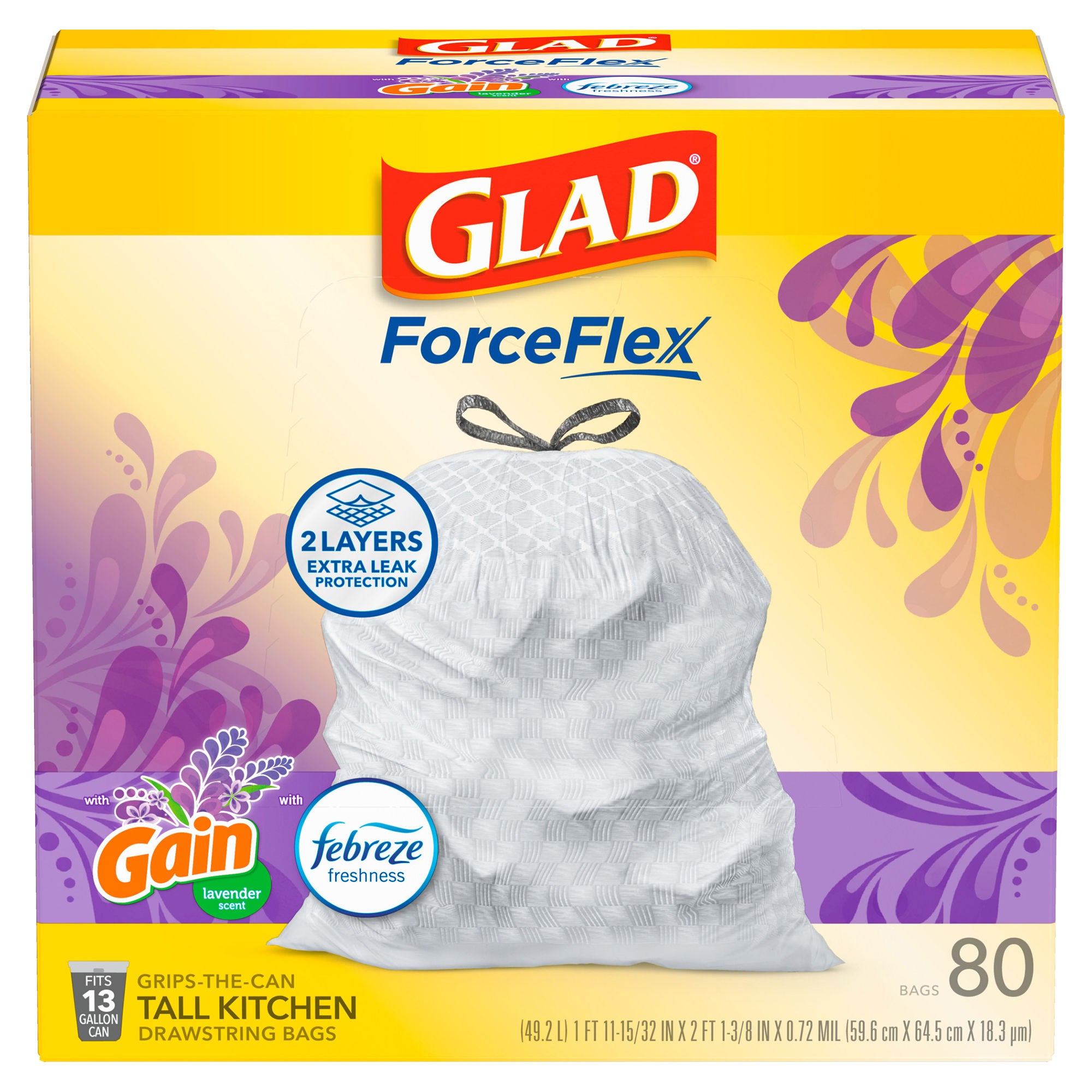 The Clorox Company - 78902 Trash Bag Glad® 13 gal. 0.72 mil 12 X 24 Inch White Tall Kitchen Dispenser Box