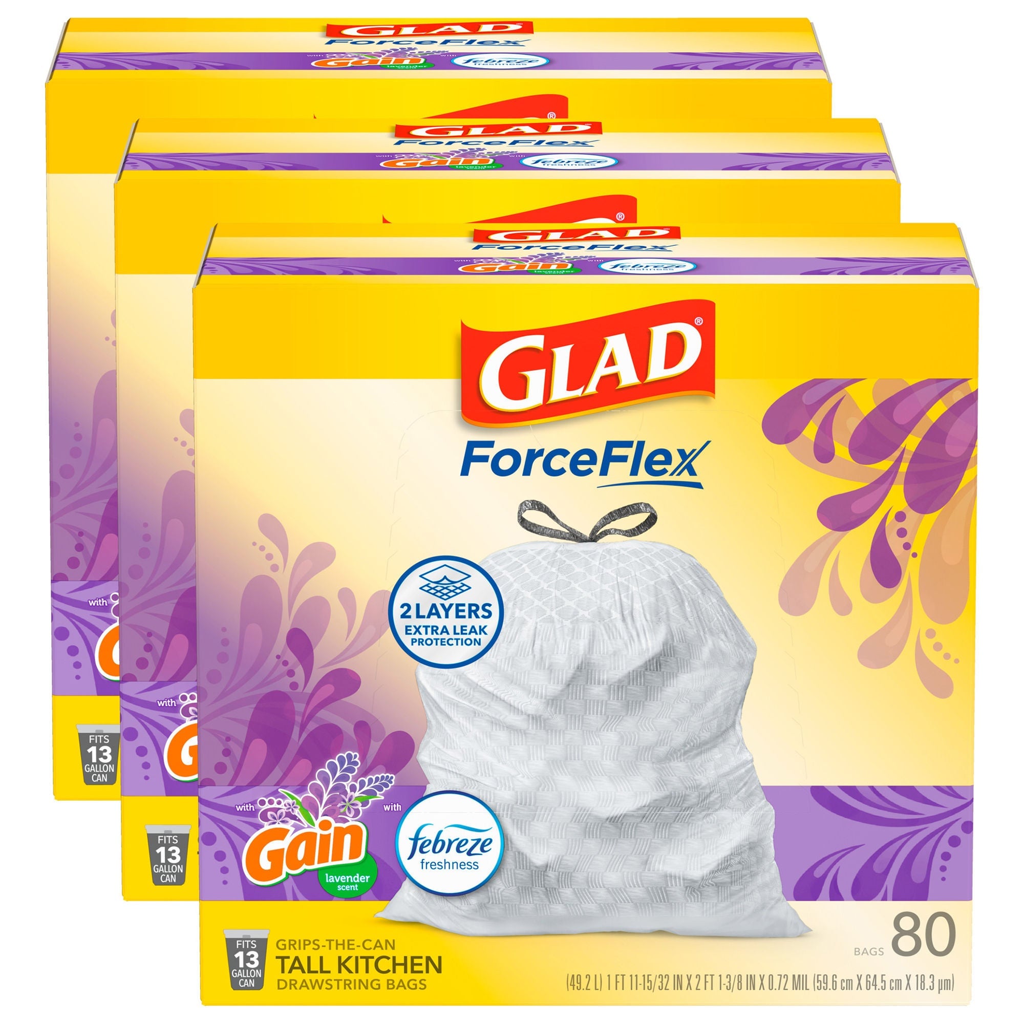 The Clorox Company - 78902 Trash Bag Glad® 13 gal. 0.72 mil 12 X 24 Inch White Tall Kitchen Dispenser Box