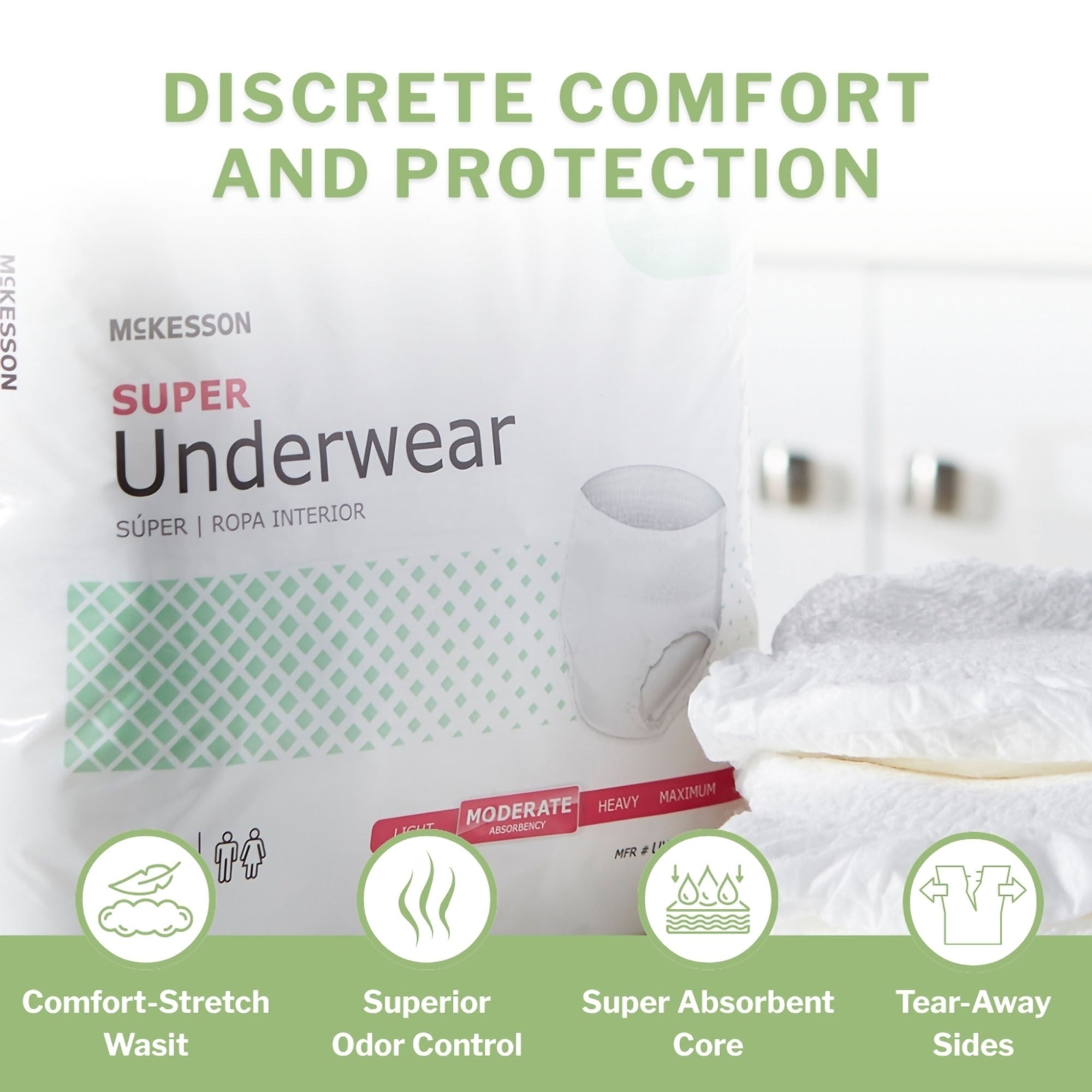 McKesson Brand - UW33843 McKesson Super Moderate Absorbency Incontinence Underwear