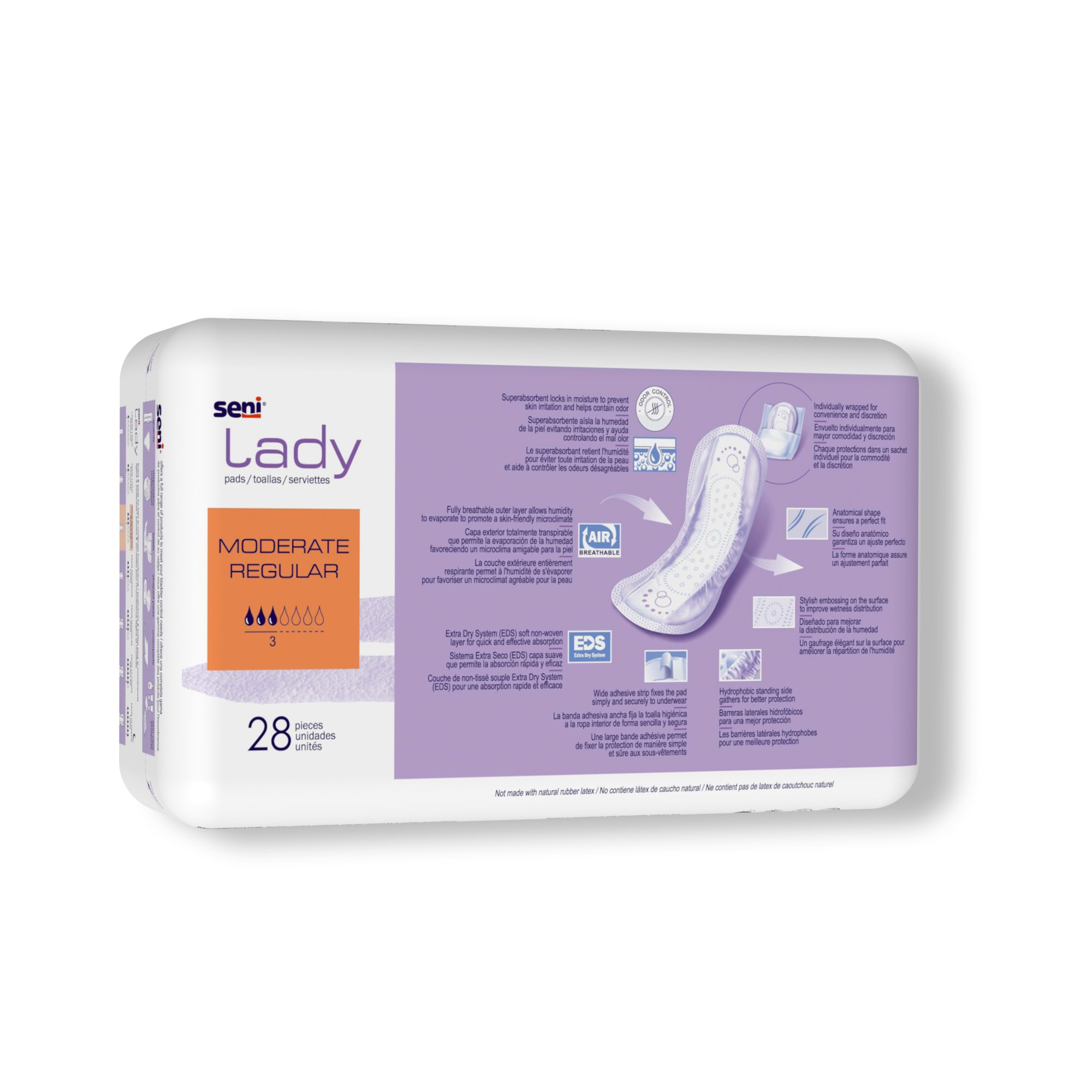 TZMO USA Inc S-3P28-PS1 - Seni® Lady Moderate Absorbency Bladder Control Pads, Regular - 28/Pack, 168/Case