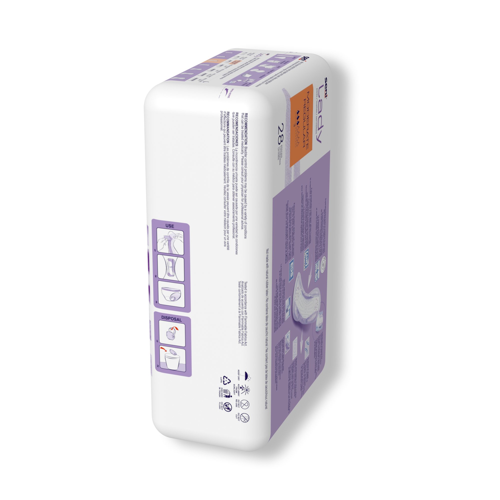 TZMO USA Inc S-3P28-PS1 - Seni® Lady Moderate Absorbency Bladder Control Pads, Regular - 28/Pack, 168/Case